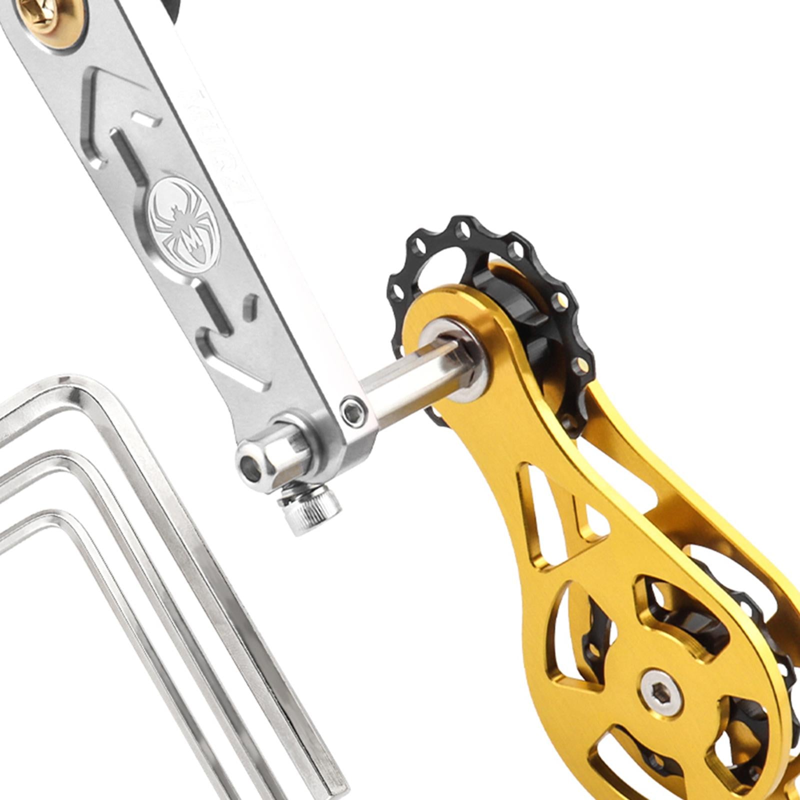 Bike Chain Tensioner Rear Derailleur Guide Aluminum Chain Adjuster Converter Silver and Gold