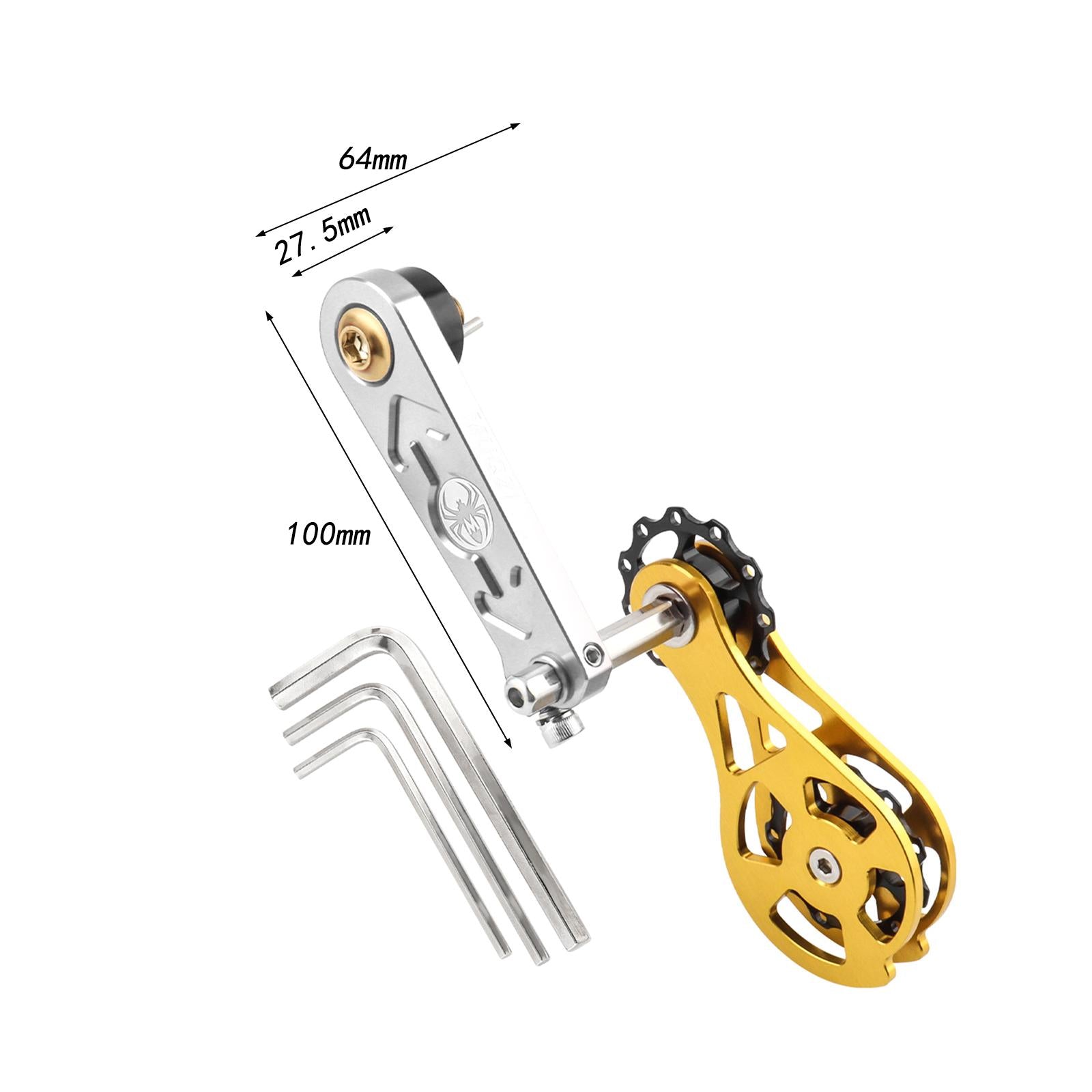 Bike Chain Tensioner Rear Derailleur Guide Aluminum Chain Adjuster Converter Silver and Gold