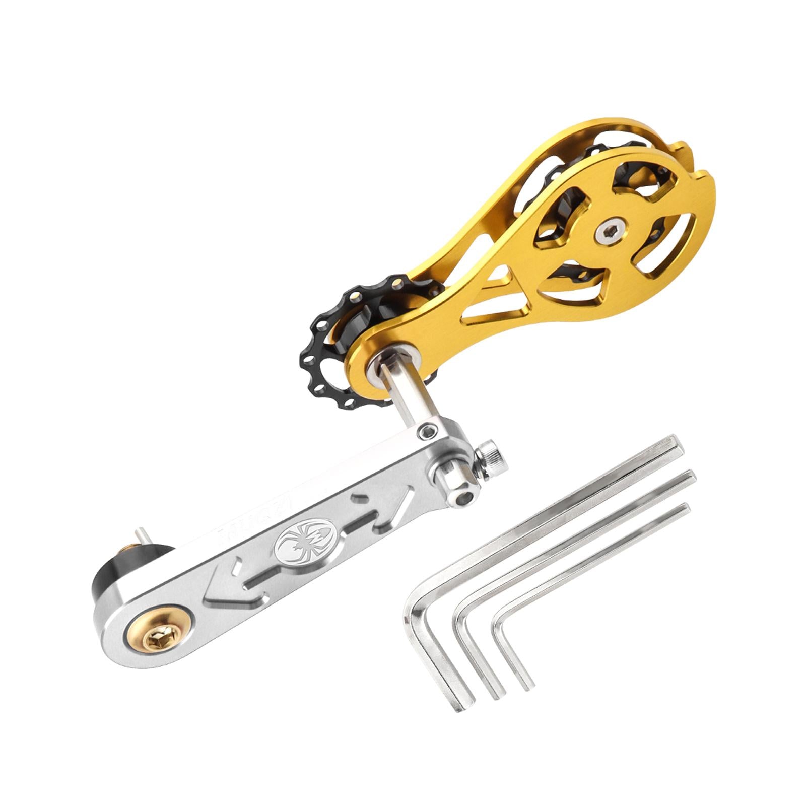 Bike Chain Tensioner Rear Derailleur Guide Aluminum Chain Adjuster Converter Silver and Gold