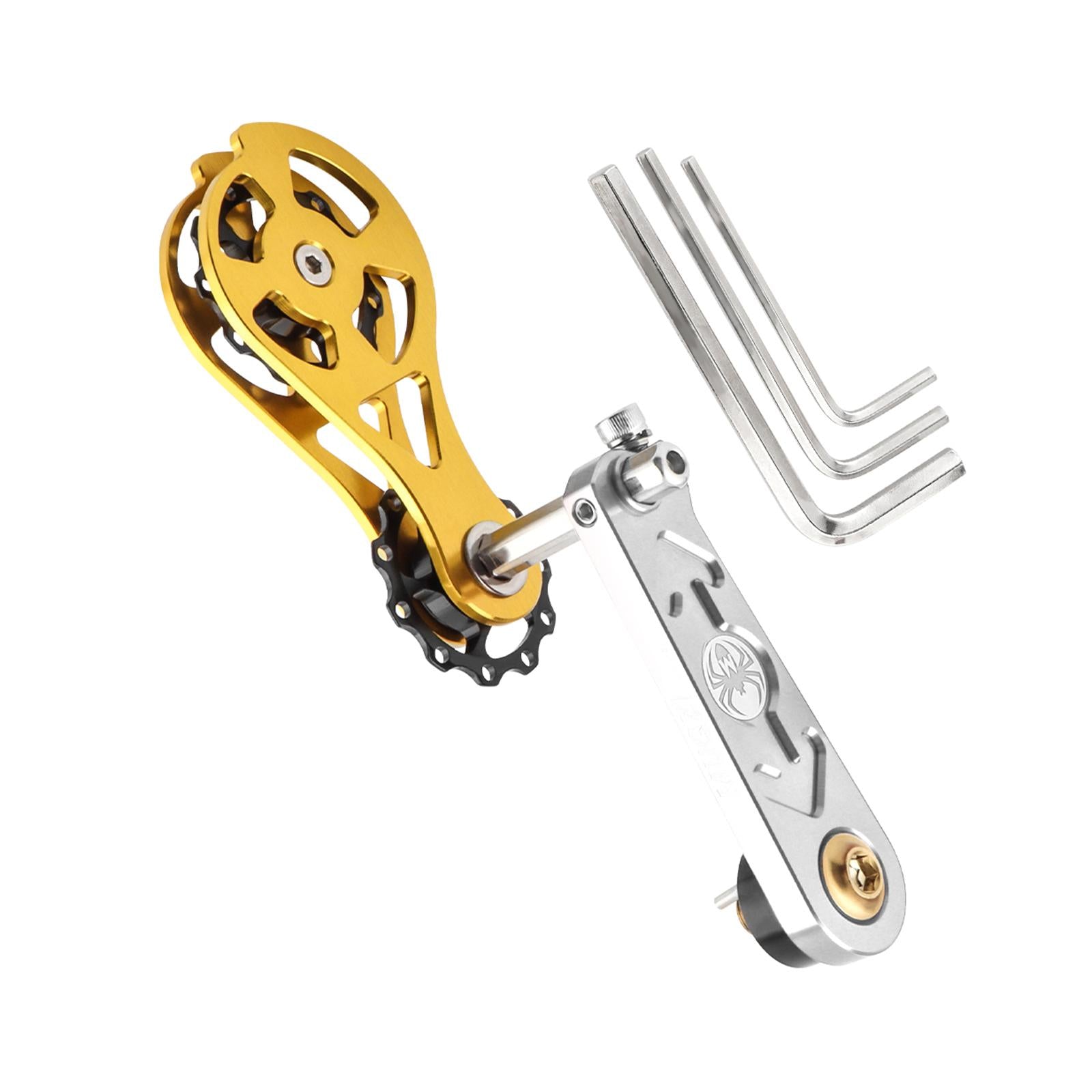 Bike Chain Tensioner Rear Derailleur Guide Aluminum Chain Adjuster Converter Silver and Gold