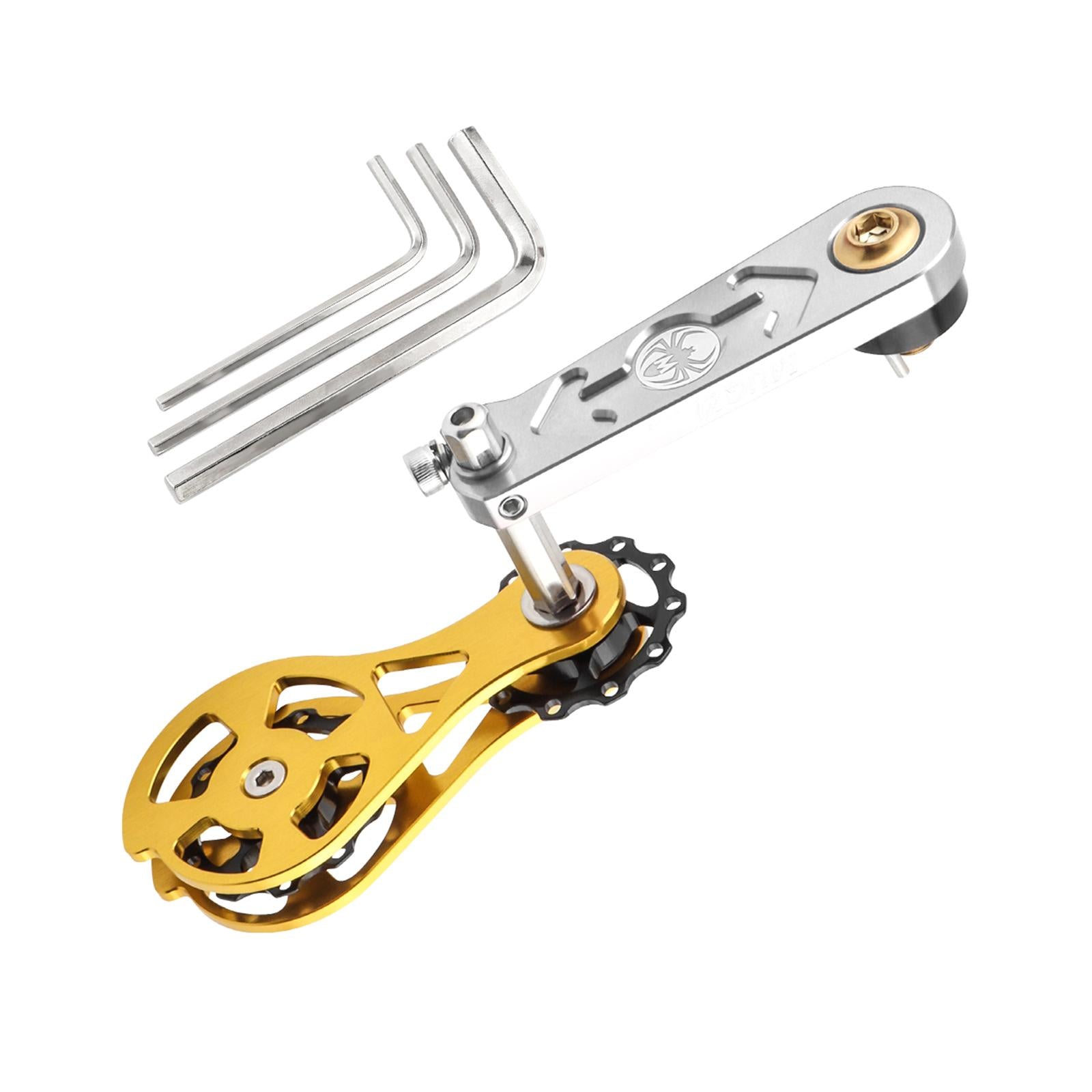 Bike Chain Tensioner Rear Derailleur Guide Aluminum Chain Adjuster Converter Silver and Gold