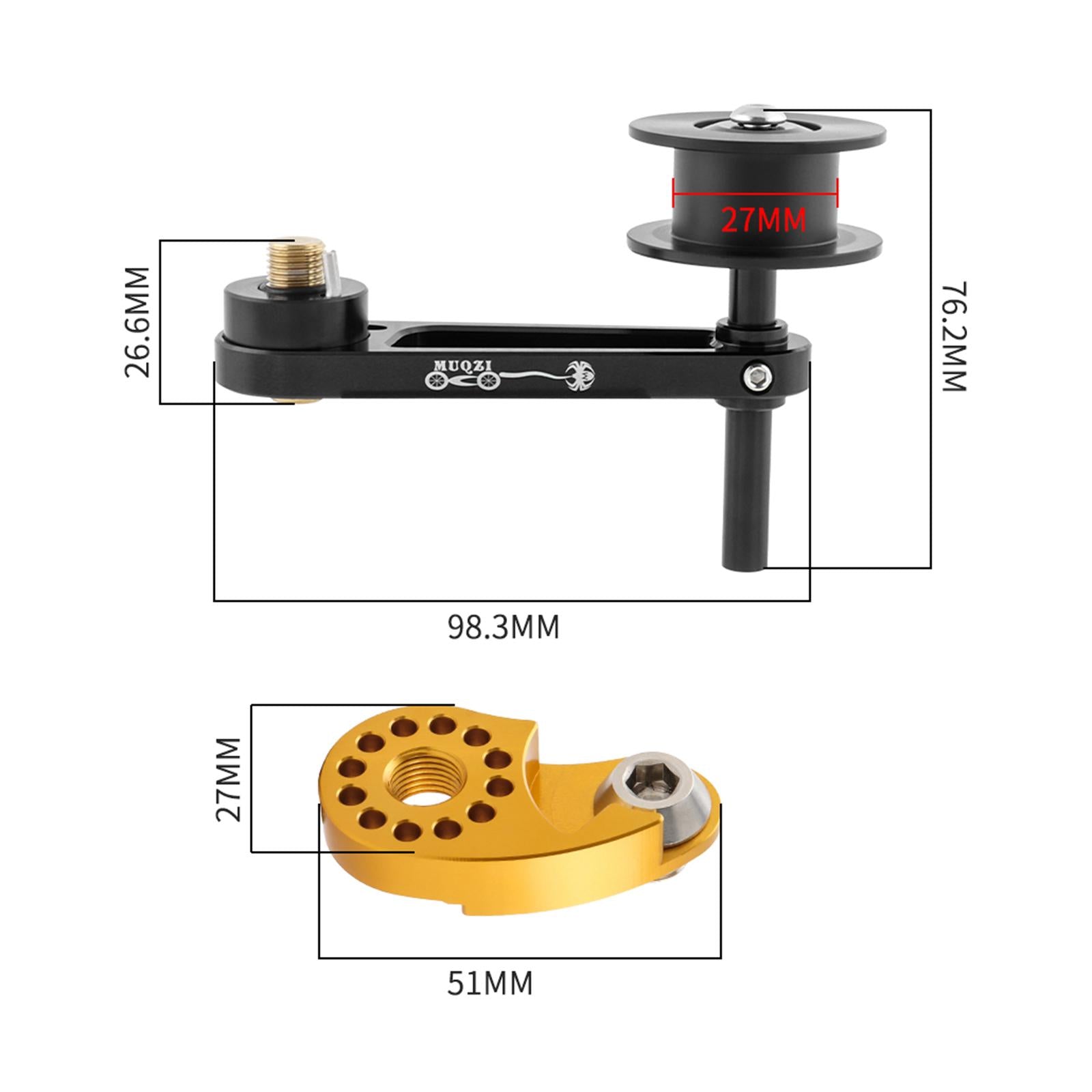 Bike Chain Tensioner Aluminum Alloy Tool Lightweight Adapter Chain Converter black with Regulator