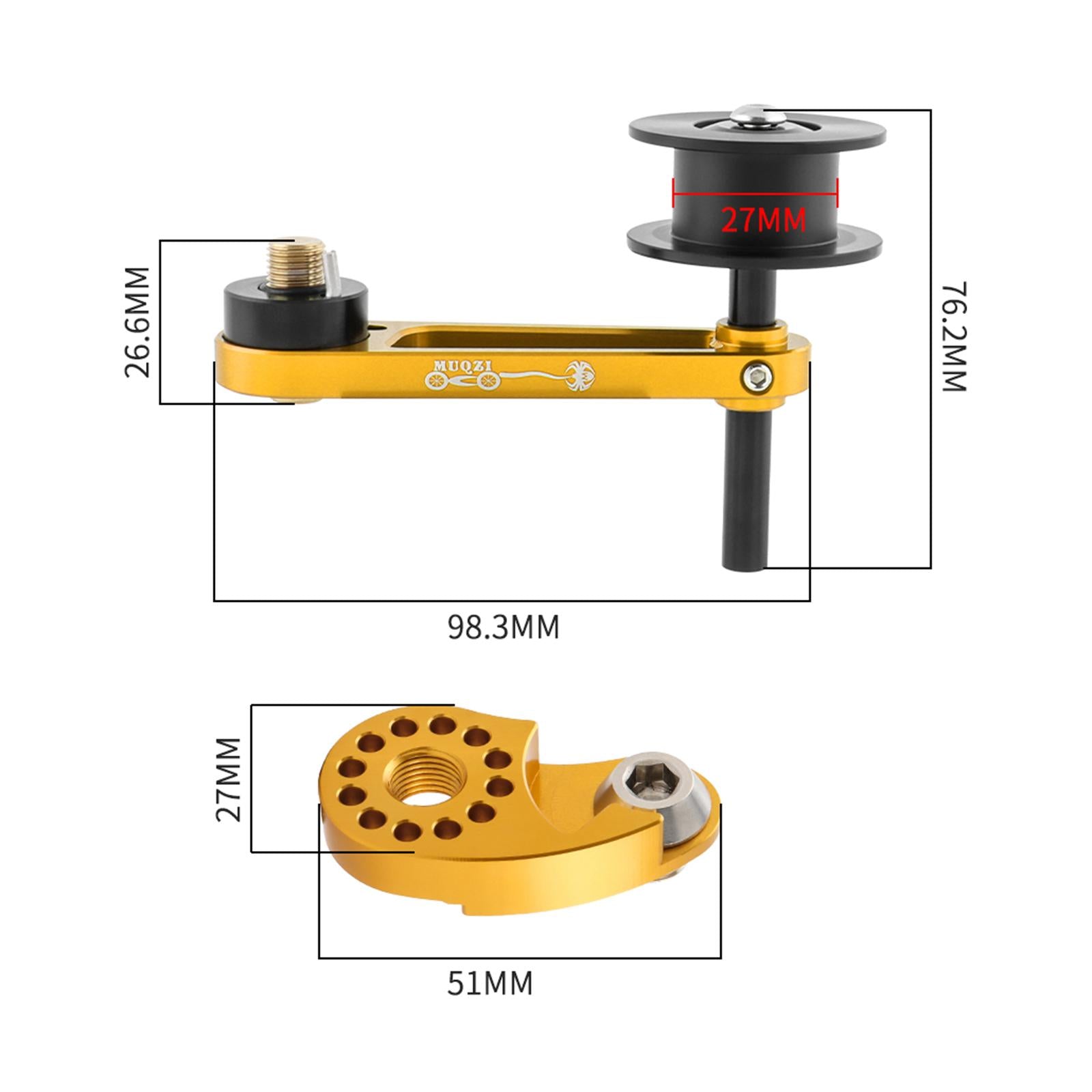 Bike Chain Tensioner Aluminum Alloy Tool Lightweight Adapter Chain Converter gold with Regulator
