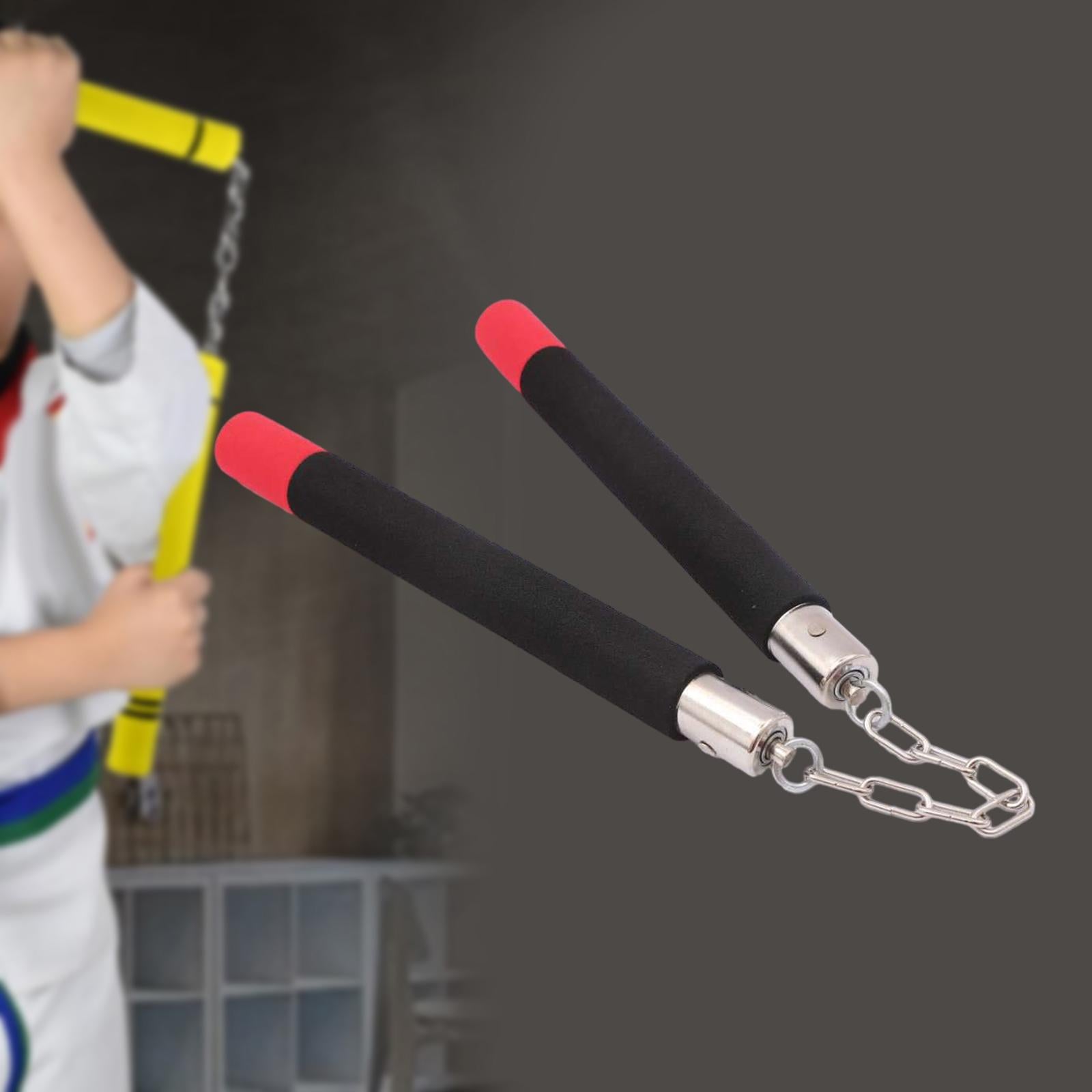 Foam Nunchucks Iron Chain Training Nunchucks for Children Kung Fu Practicing Rotating Shaft Red