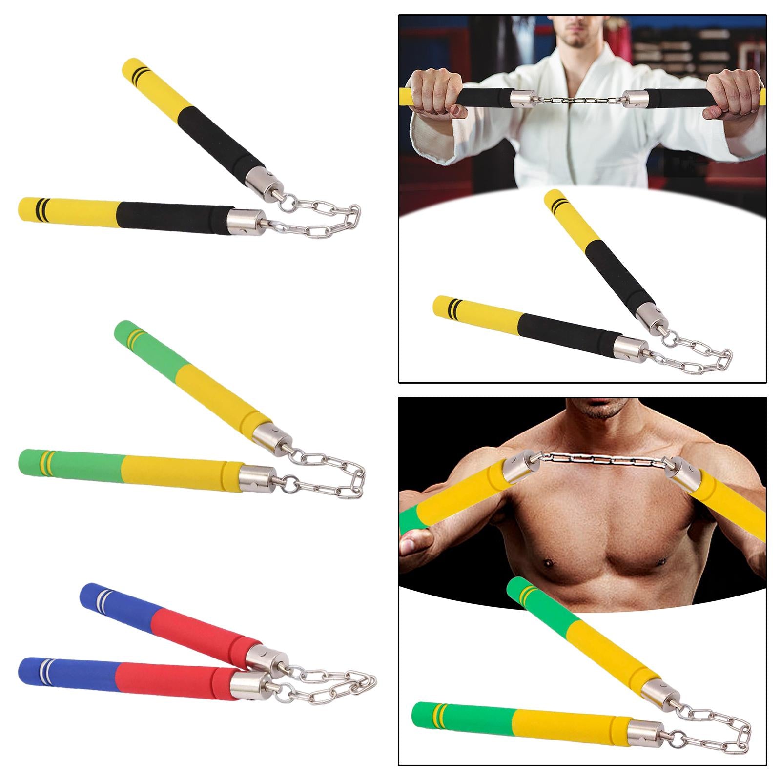 Foam Nunchucks for Kids Adults Toy Nunchakus for Sports Practicing Taekwondo Black Yellow