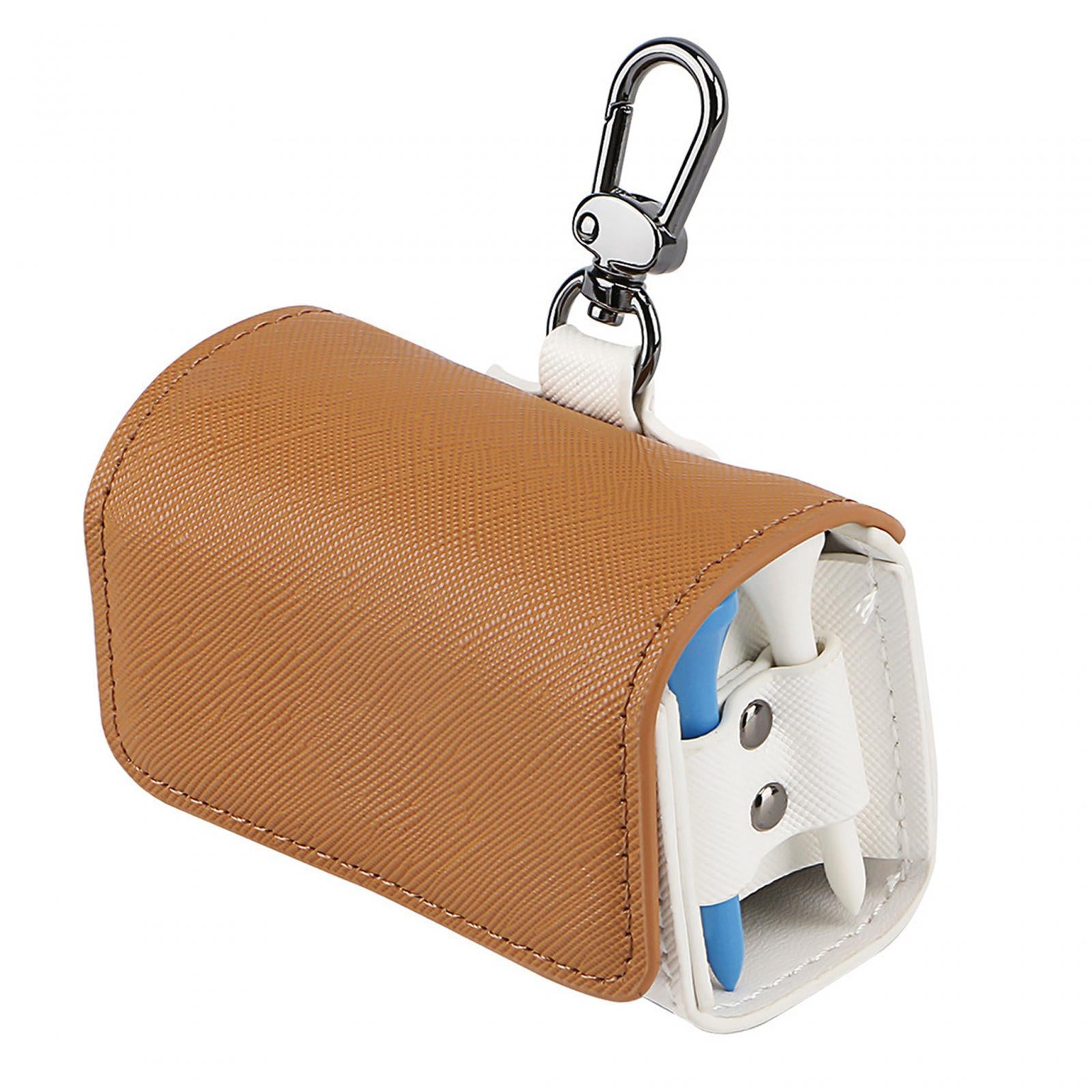 Golf Tee Holder Pouch Golf Ball Collector Container Case Golf Ball Waist Bag Brown
