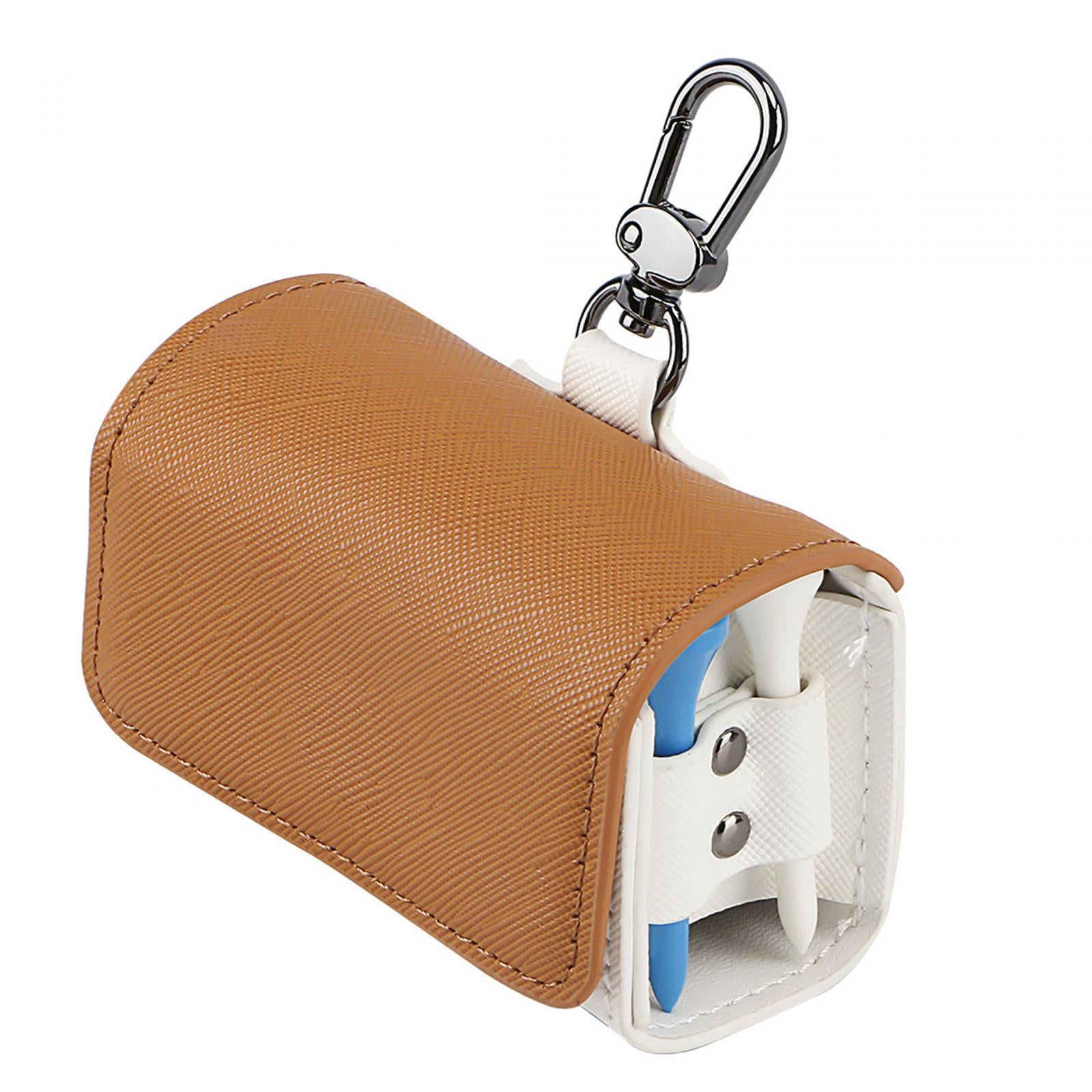 Golf Tee Holder Pouch Golf Ball Collector Container Case Golf Ball Waist Bag Brown