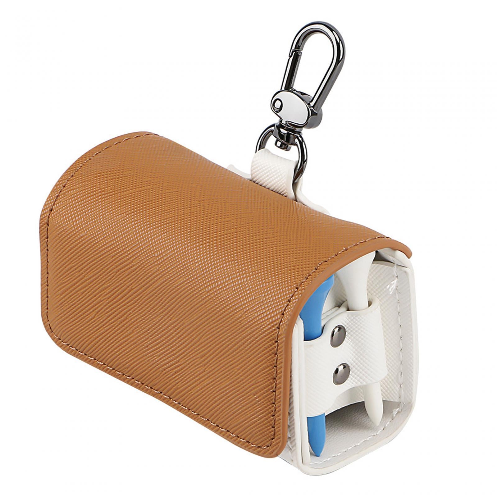 Golf Tee Holder Pouch Golf Ball Collector Container Case Golf Ball Waist Bag Brown