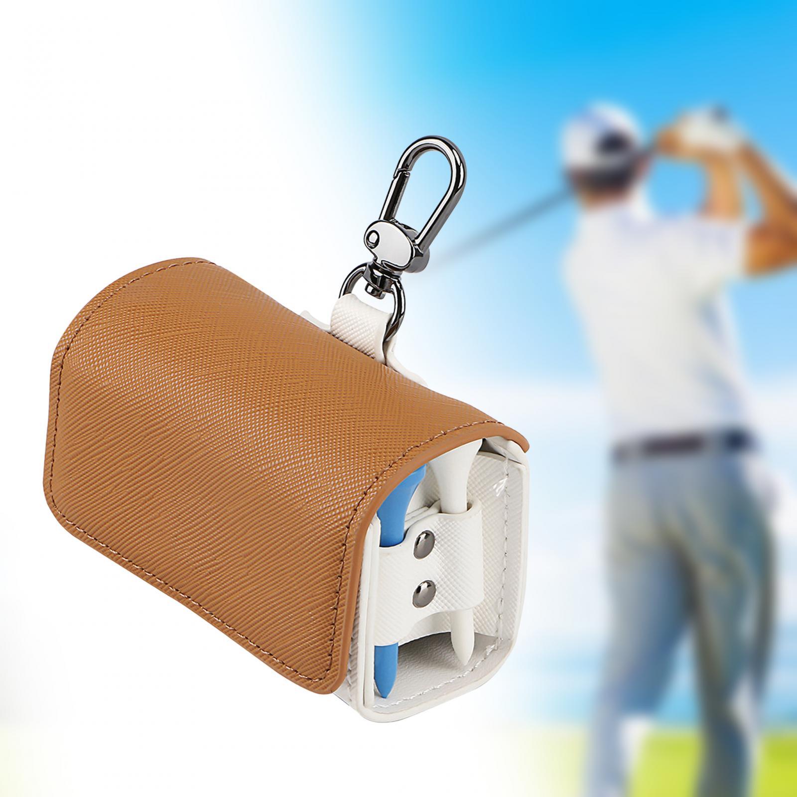 Golf Tee Holder Pouch Golf Ball Collector Container Case Golf Ball Waist Bag Brown