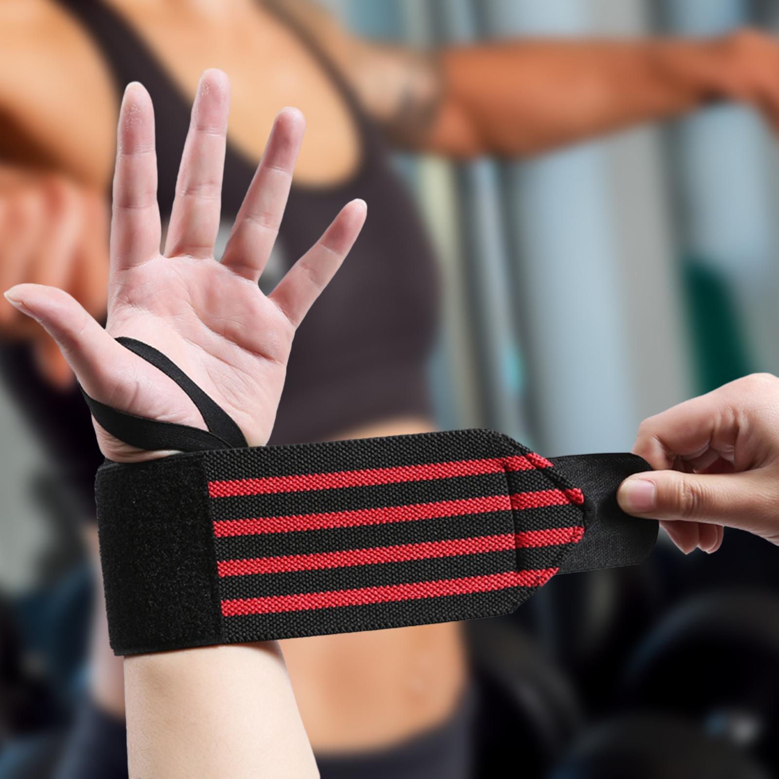 Weightlifting Wrist Wraps for Bodybuilding Weight Bearing Strain Working Out red