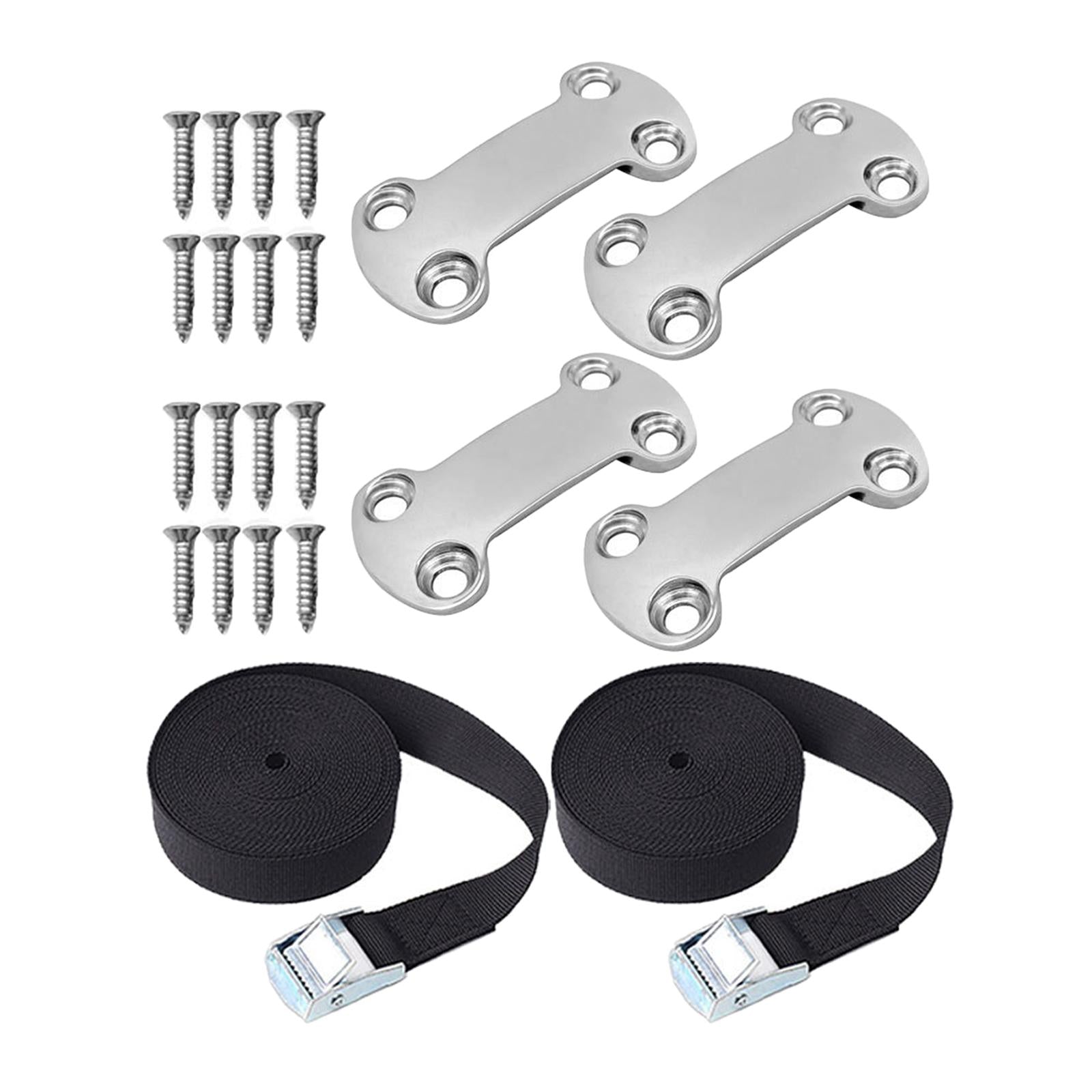 Tie Down Strap Kit with Screws Luggage Belts for Ratchet Trailers Truck Beds 16 Screws