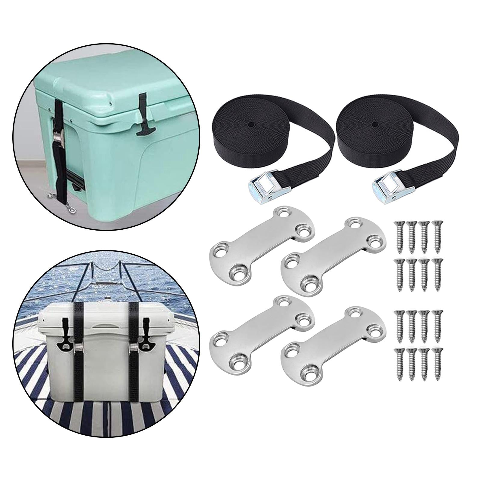 Tie Down Strap Kit with Screws Luggage Belts for Ratchet Trailers Truck Beds 16 Screws