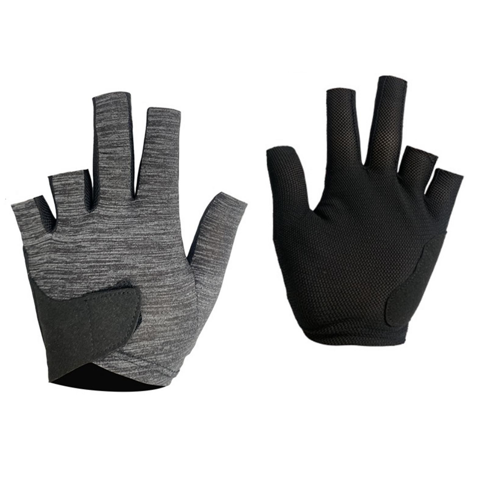 2xProfessional Billiard Glove Left Hand Elastic Nonslip Separate Finger Gloves Black