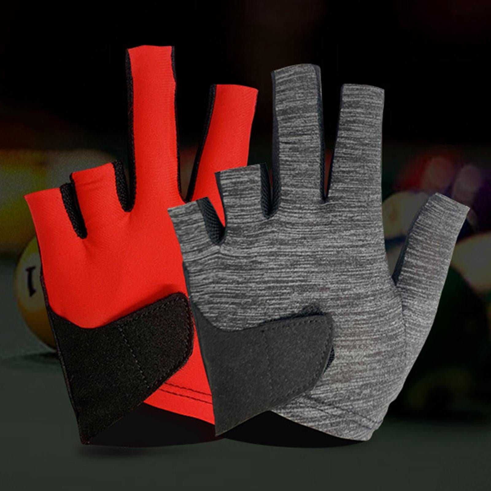 2xProfessional Billiard Glove Left Hand Elastic Nonslip Separate Finger Gloves Black