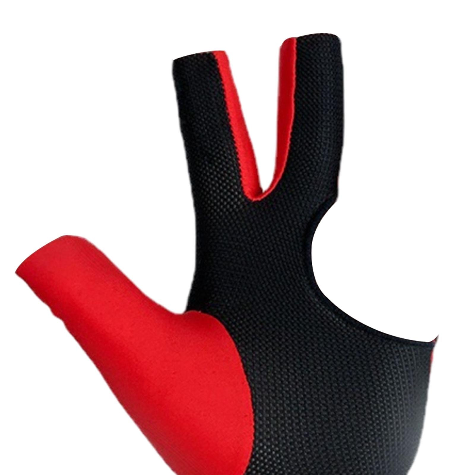 Open 3 Fingers Billiard Glove Absorbs Sweat Wear Resistant Snooker Cue Glove Red