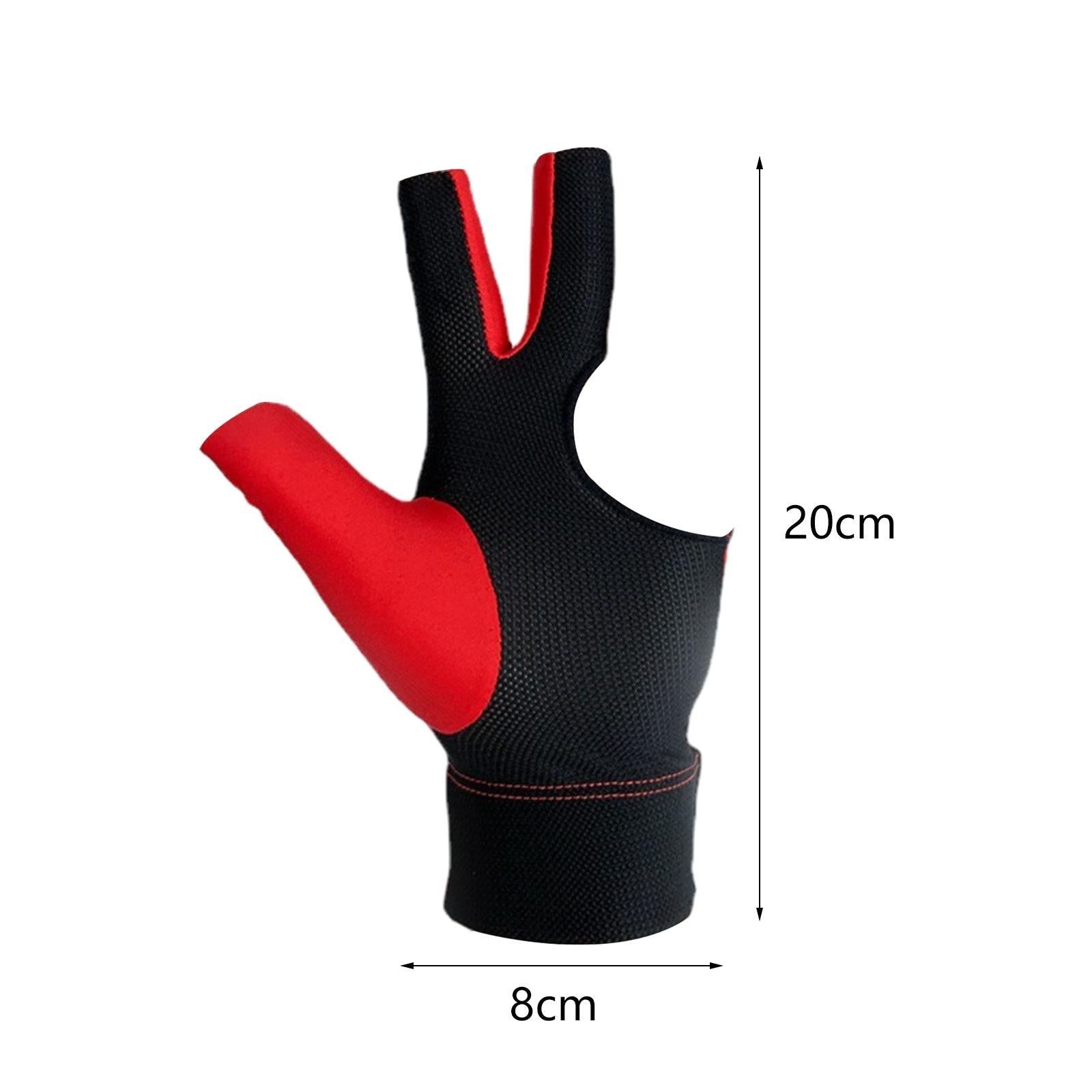 Open 3 Fingers Billiard Glove Absorbs Sweat Wear Resistant Snooker Cue Glove Red