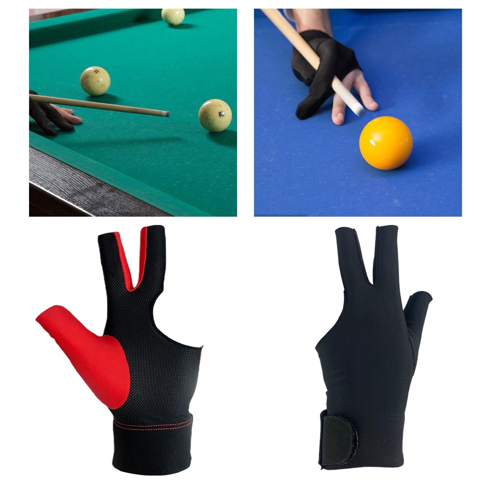 Open 3 Fingers Billiard Glove Absorbs Sweat Wear Resistant Snooker Cue Glove Red
