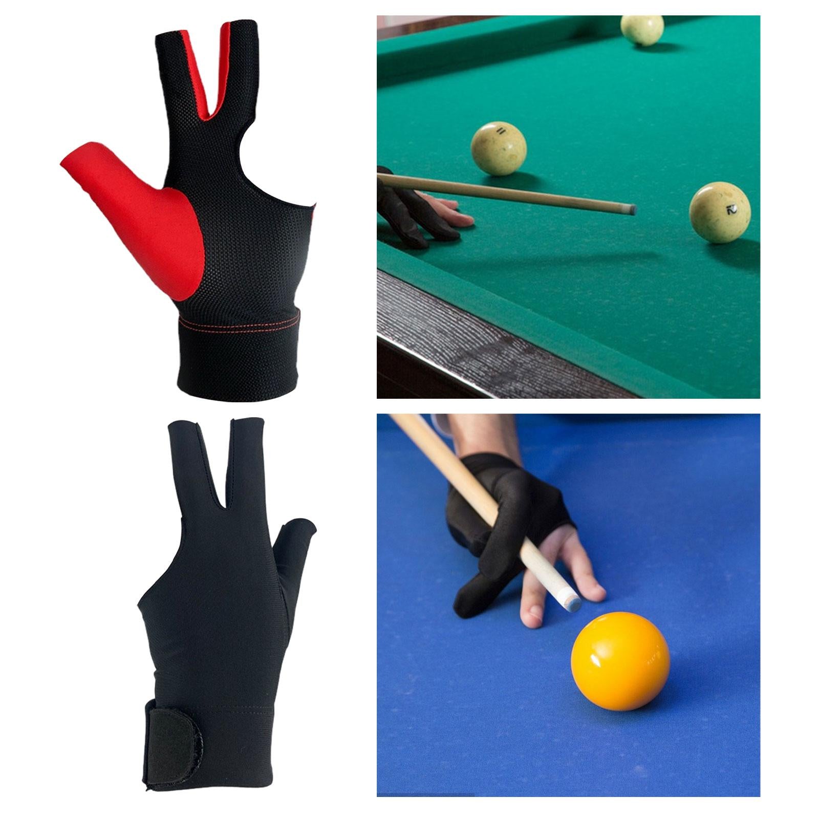 Open 3 Fingers Billiard Glove Absorbs Sweat Wear Resistant Snooker Cue Glove Red
