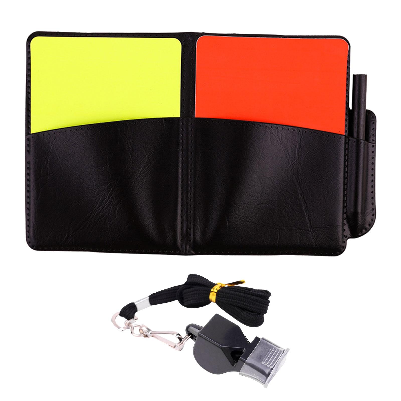 2xSoccer Referee Cards Set PVC Football Yellow and Red Card for Outdoor Sports With Book Whistle