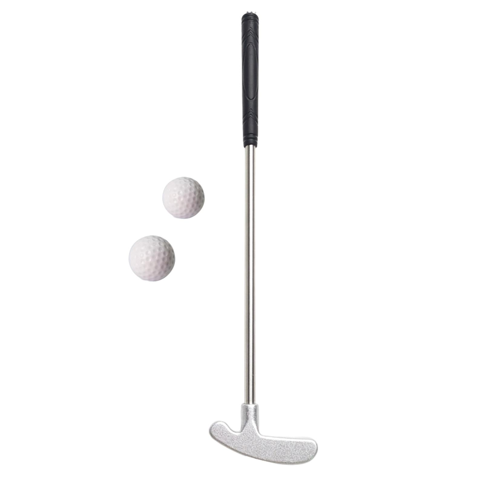 Mini Golf Putters Toy 15.8cm Multifunctional Home Decor for Toddlers Portable Silver with 2 balls