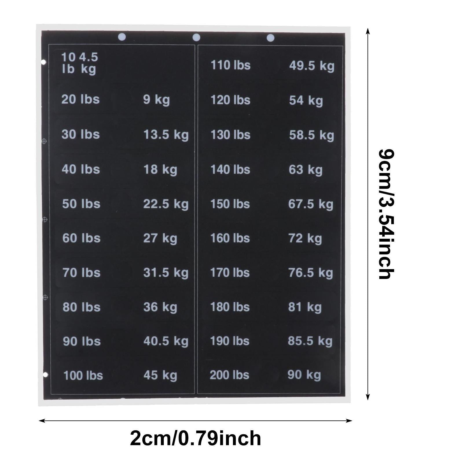2xWeight Stack Labels 4.5kg to 90kg Weight Block Label Sticker Number Stickers
