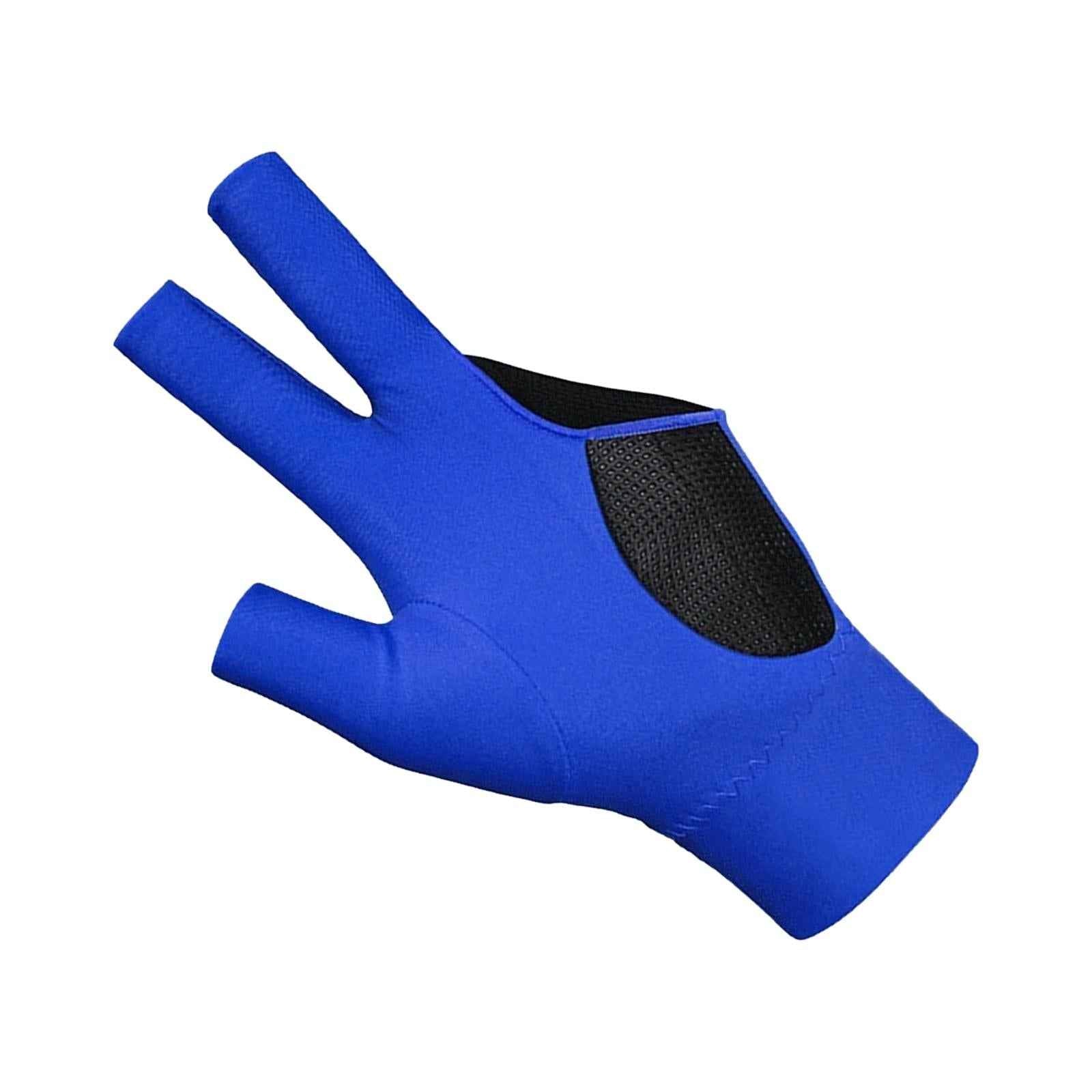Three Fingers Billiard Glove Non Slip Left Hand for Women Men Indoor Playing blue