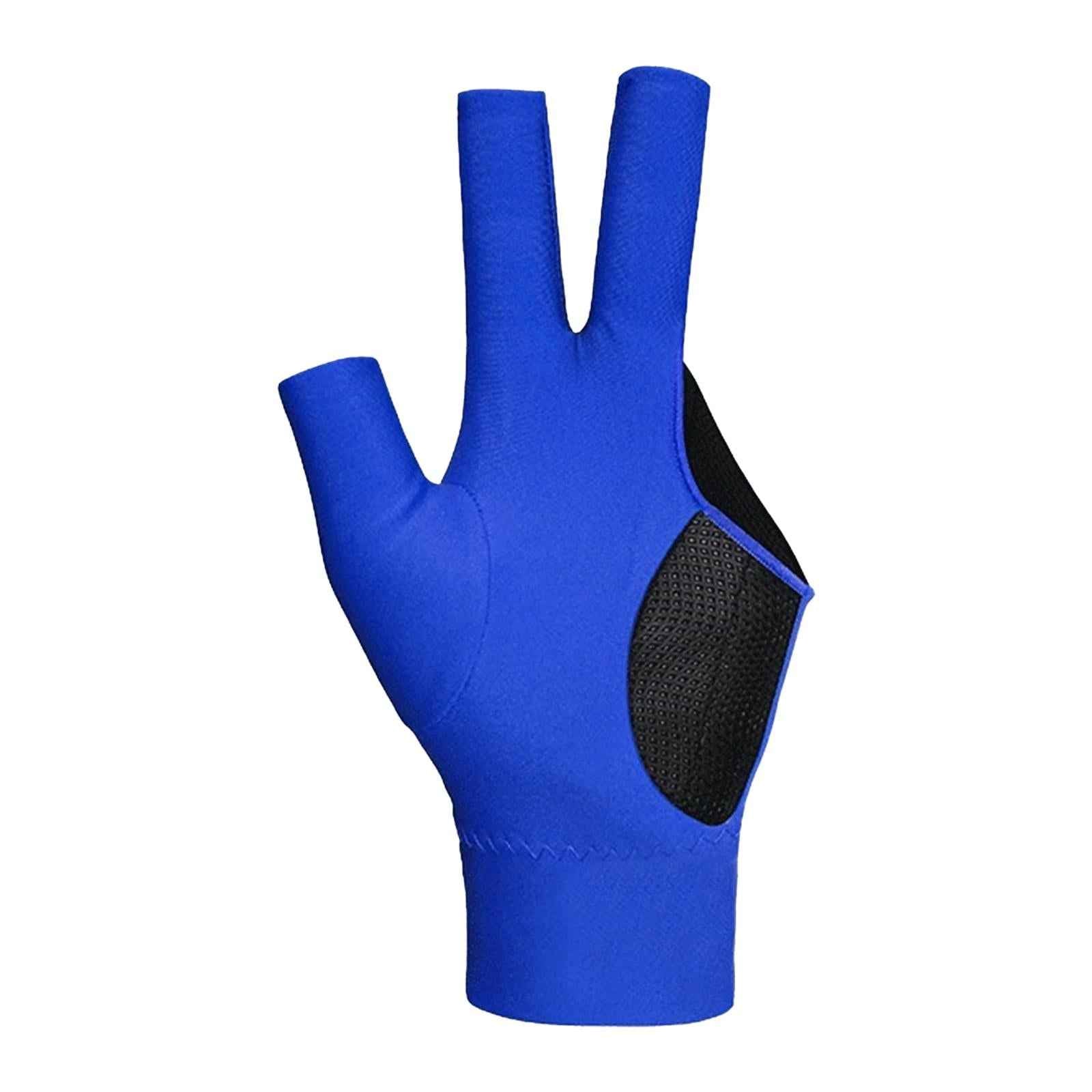Three Fingers Billiard Glove Non Slip Left Hand for Women Men Indoor Playing blue