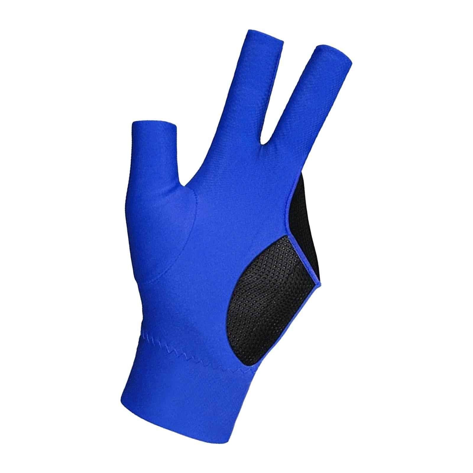 Three Fingers Billiard Glove Non Slip Left Hand for Women Men Indoor Playing blue