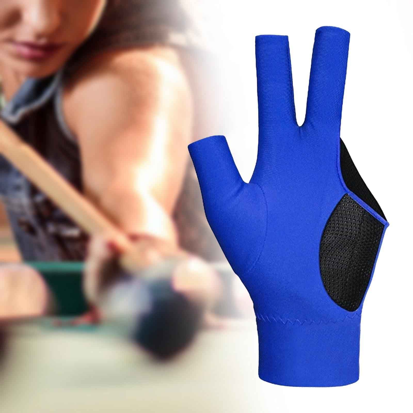Three Fingers Billiard Glove Non Slip Left Hand for Women Men Indoor Playing blue