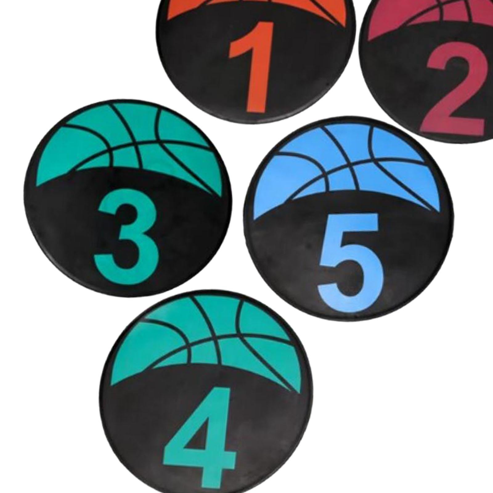 5 Pieces Numbered Floor Spot Markers Training Mark for Soccer Outdoor Indoor