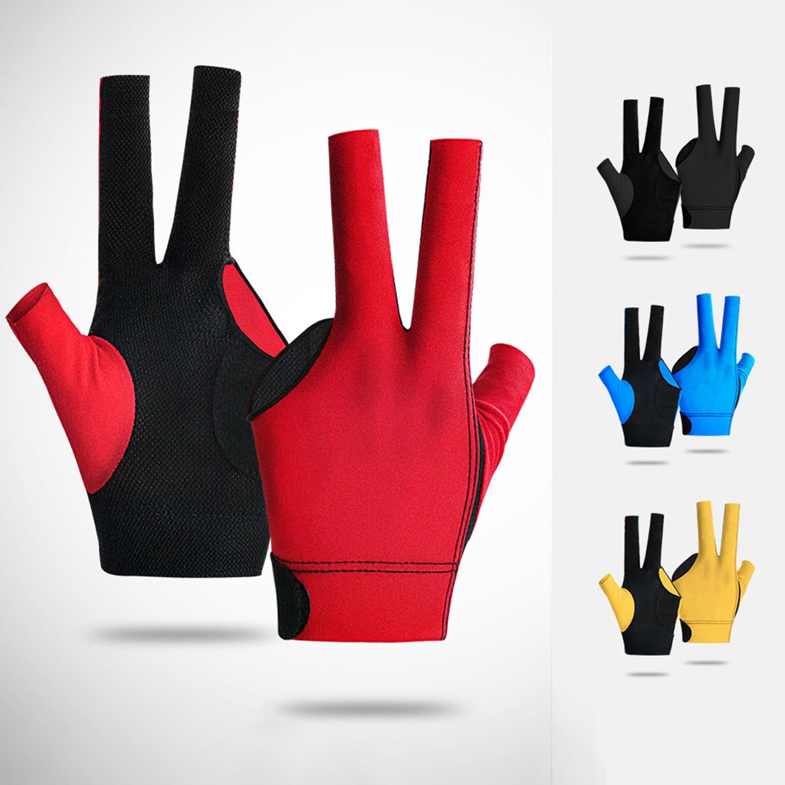 3 Fingers Billiard Glove Breathable Elastic Glove for Indoor Practice Adults Red