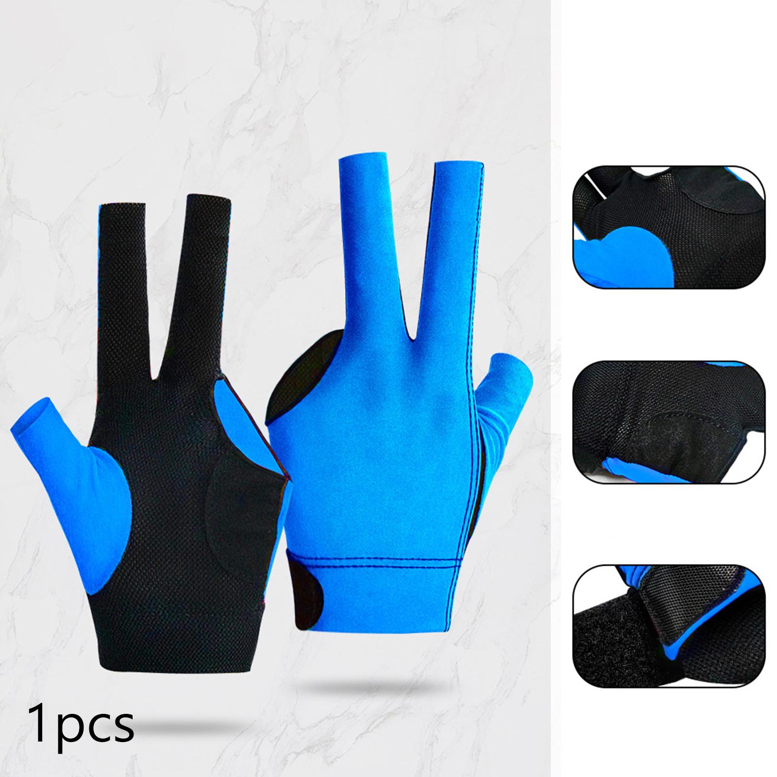 3 Fingers Billiard Glove Breathable Elastic Glove for Indoor Practice Adults Blue