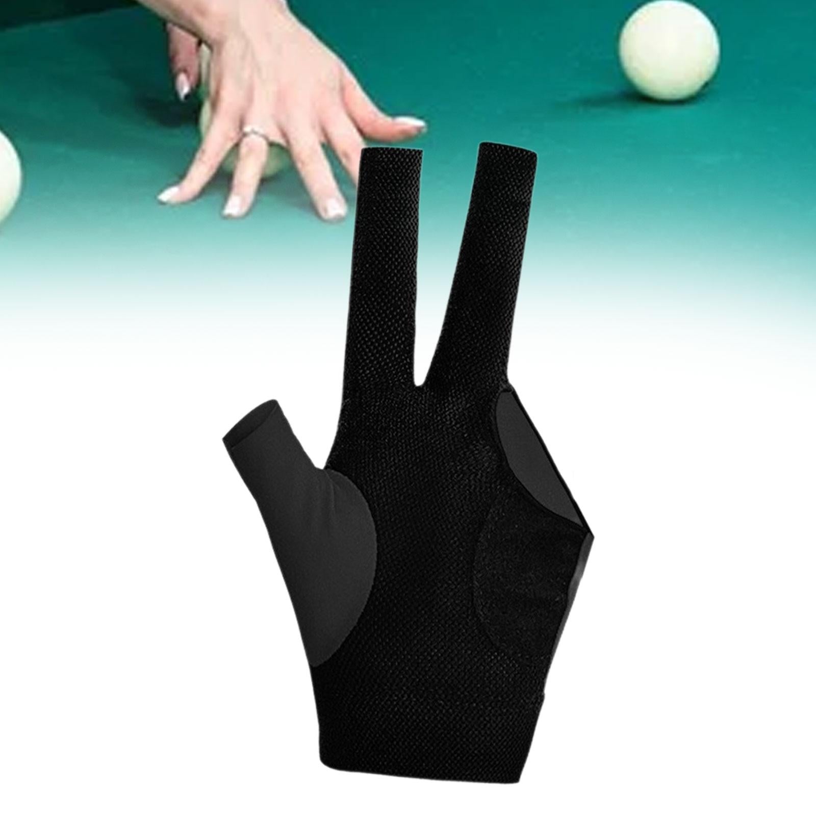 3 Fingers Billiard Glove Breathable Elastic Glove for Indoor Practice Adults Black