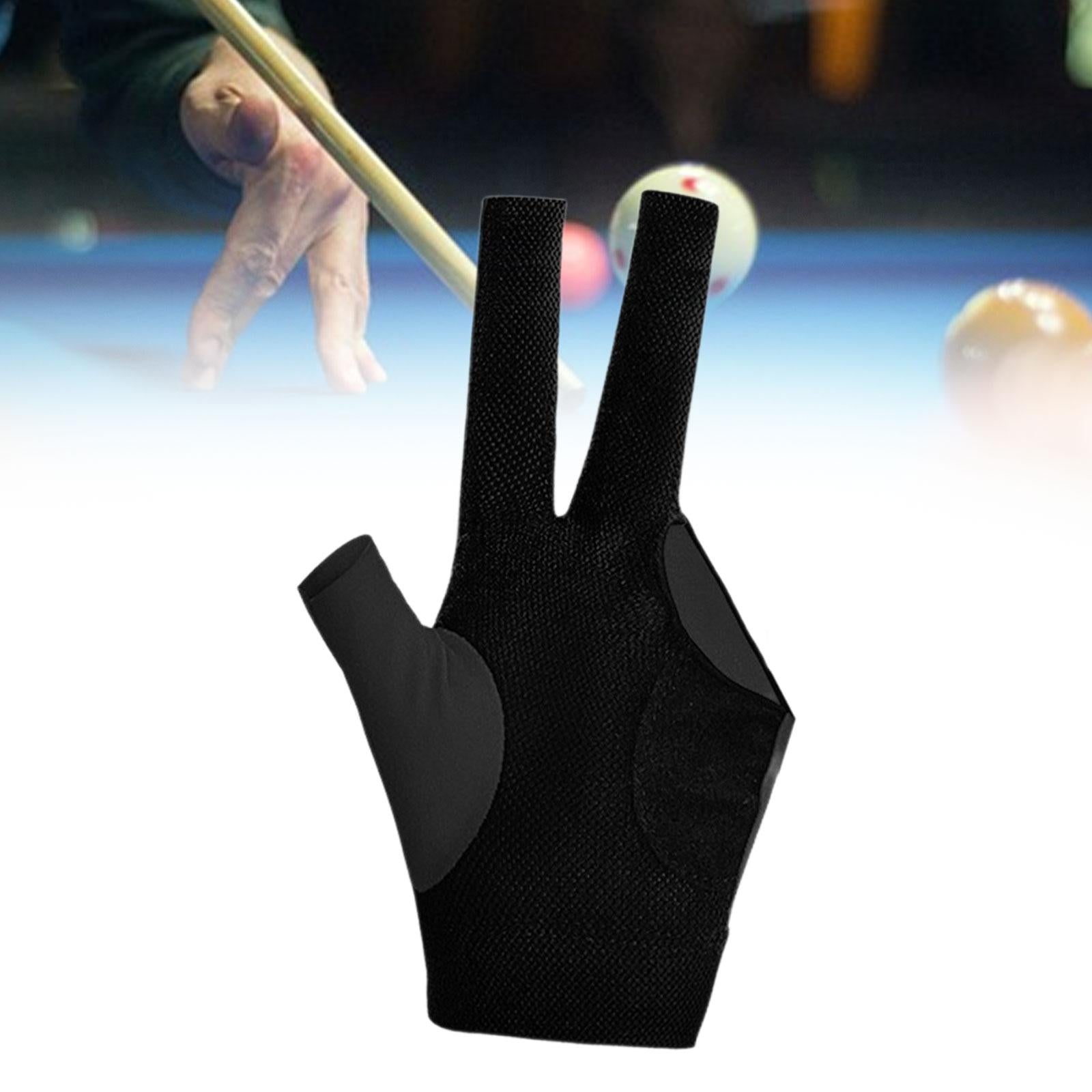 3 Fingers Billiard Glove Breathable Elastic Glove for Indoor Practice Adults Black