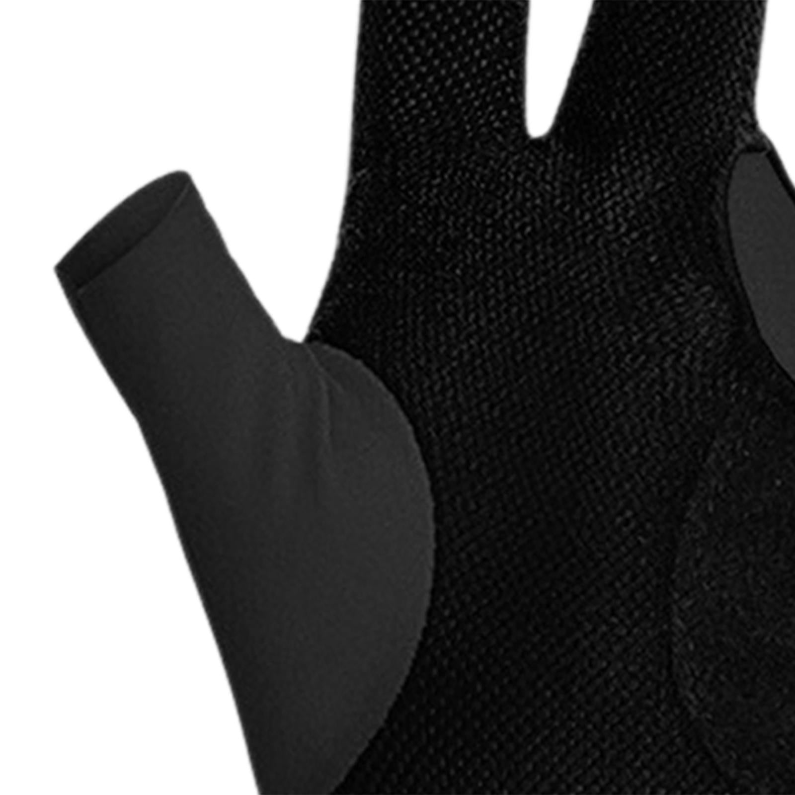 3 Fingers Billiard Glove Breathable Elastic Glove for Indoor Practice Adults Black