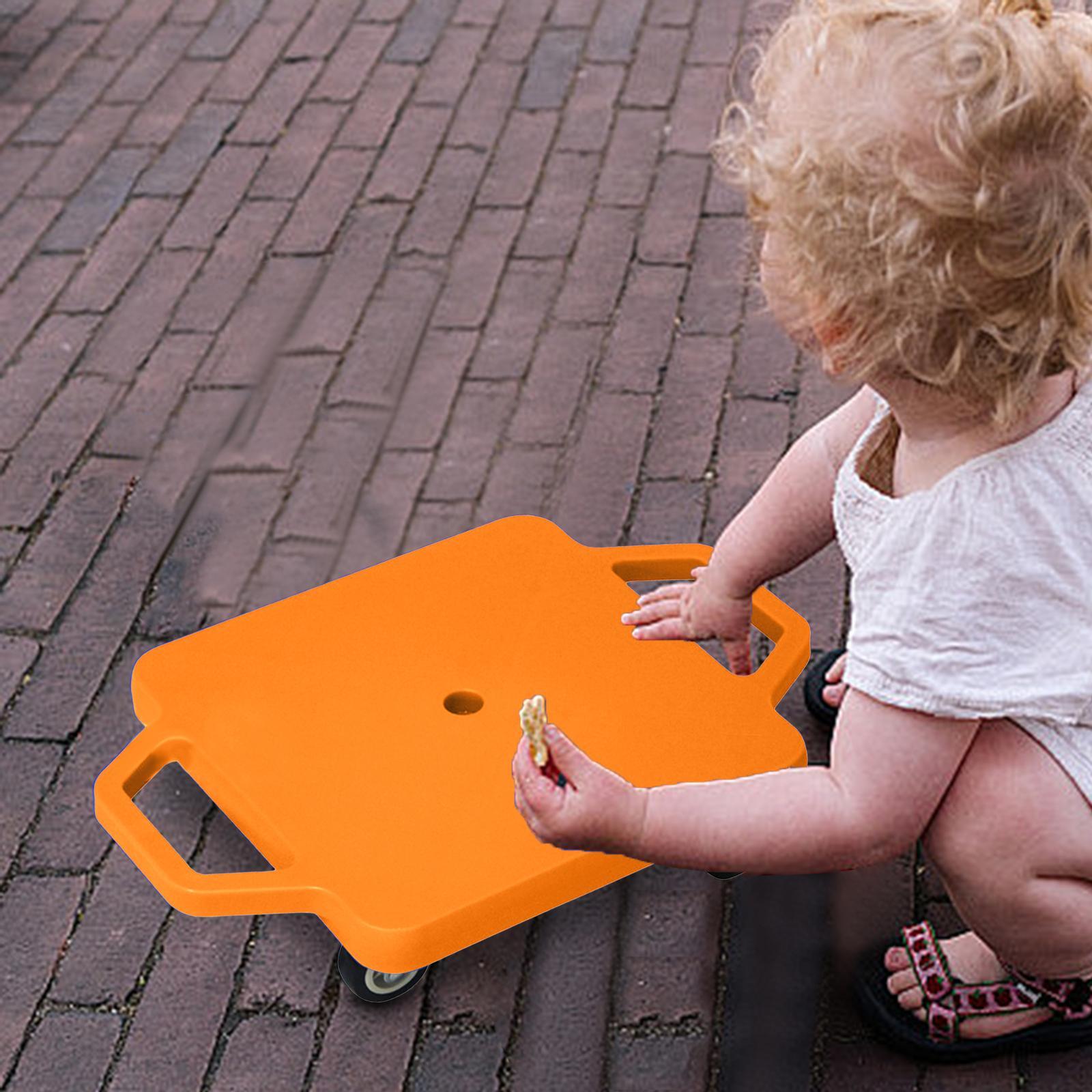 Scooter Board with Handles for Indoor Outdoor Activities Homeschool Backyard Orange