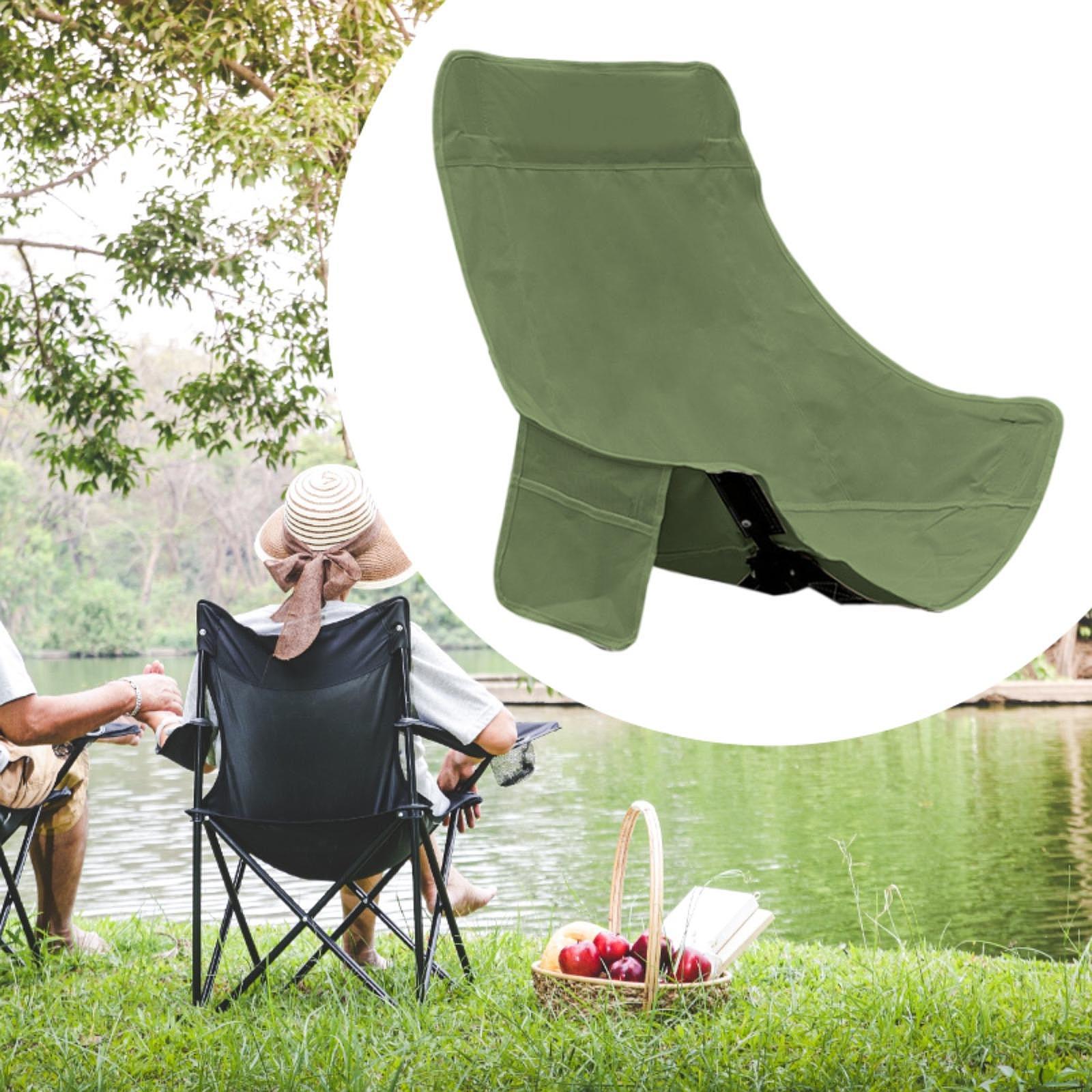 Folding Camping Chair Cover Portable Replacement for Backyard Picnic Fishing High Back Green