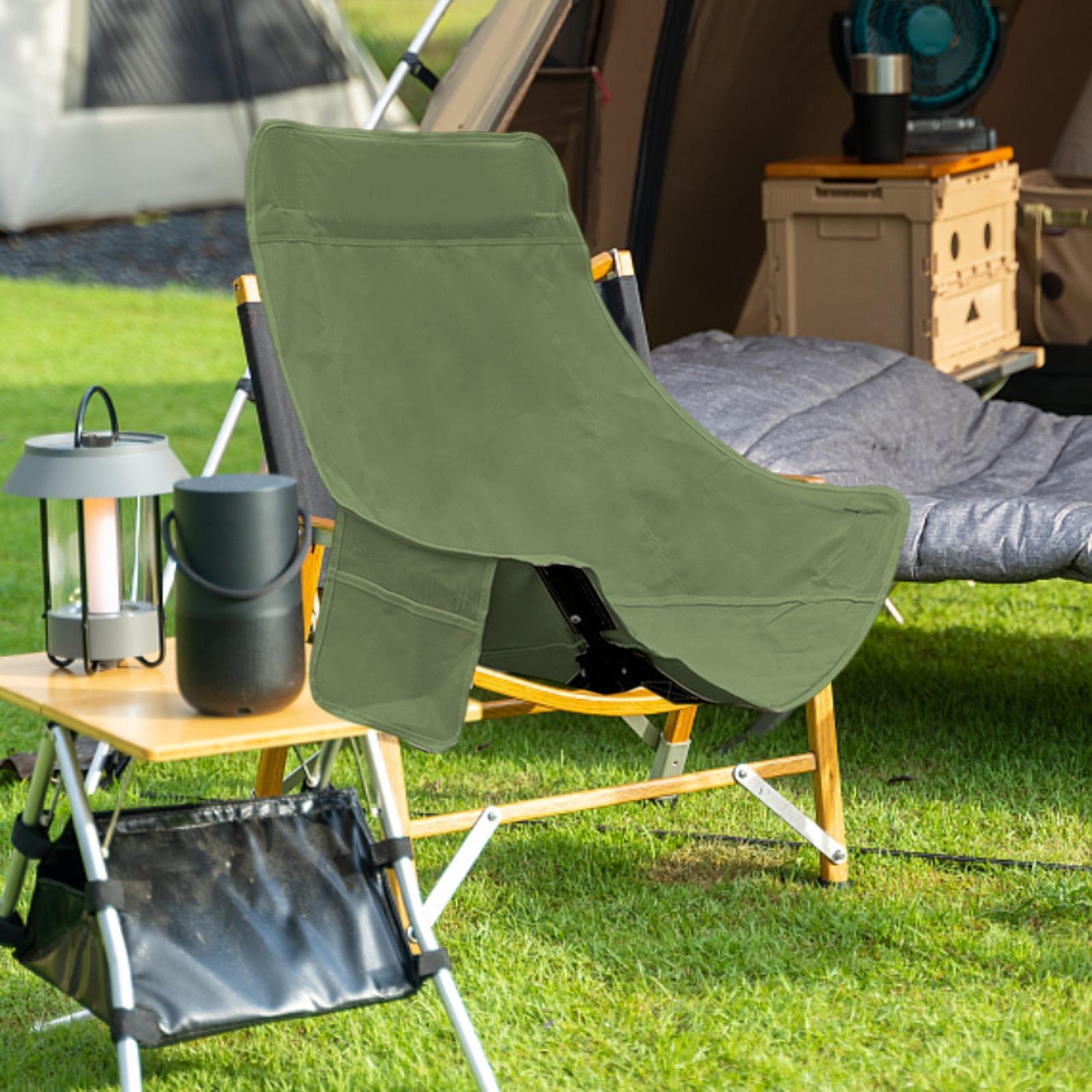 Folding Camping Chair Cover Portable Replacement for Backyard Picnic Fishing High Back Green