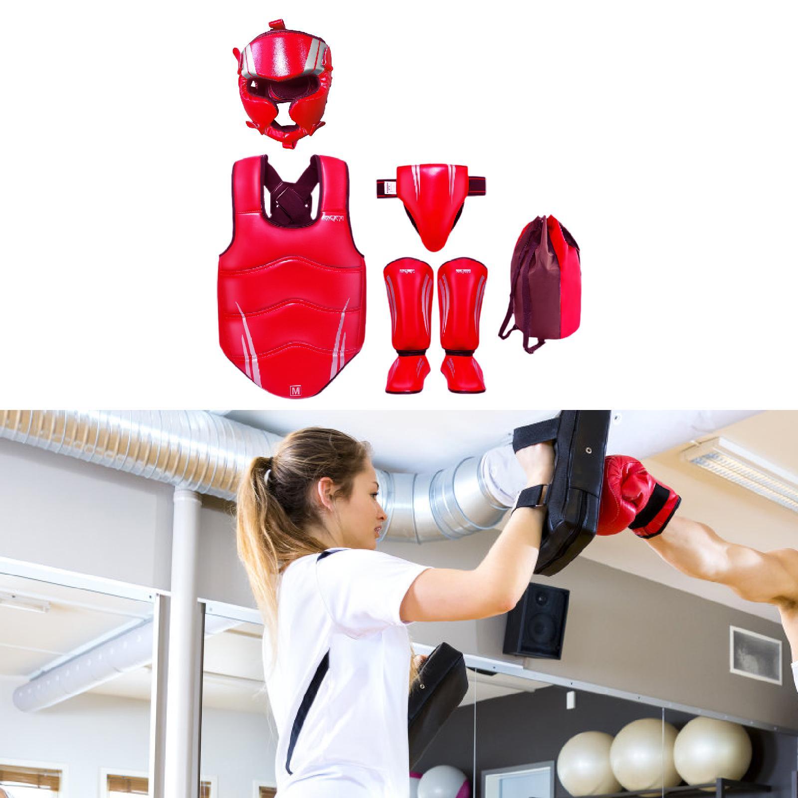 Taekwondo Sparring Gear Set Padded Karate Trainer for Sanda Workout Home Gym Red S