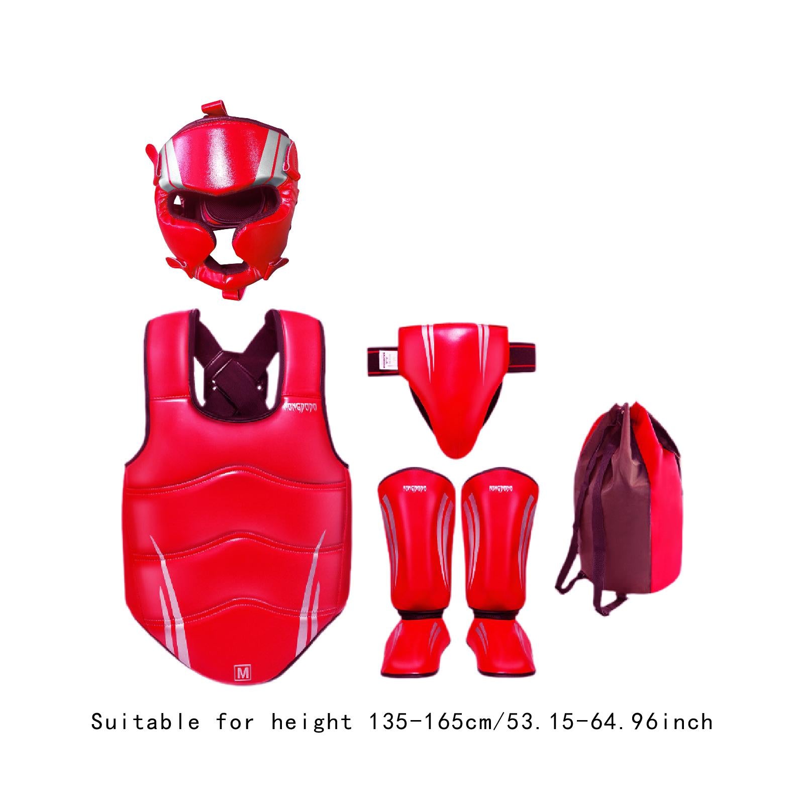 Taekwondo Sparring Gear Set Padded Karate Trainer for Sanda Workout Home Gym Red M