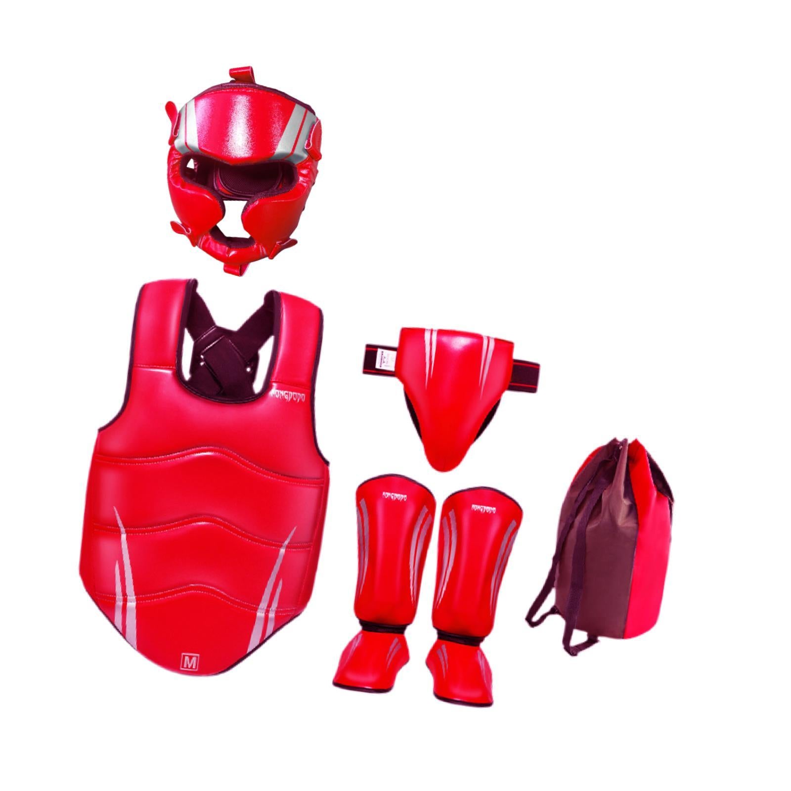 Taekwondo Sparring Gear Set Padded Karate Trainer for Sanda Workout Home Gym Red M