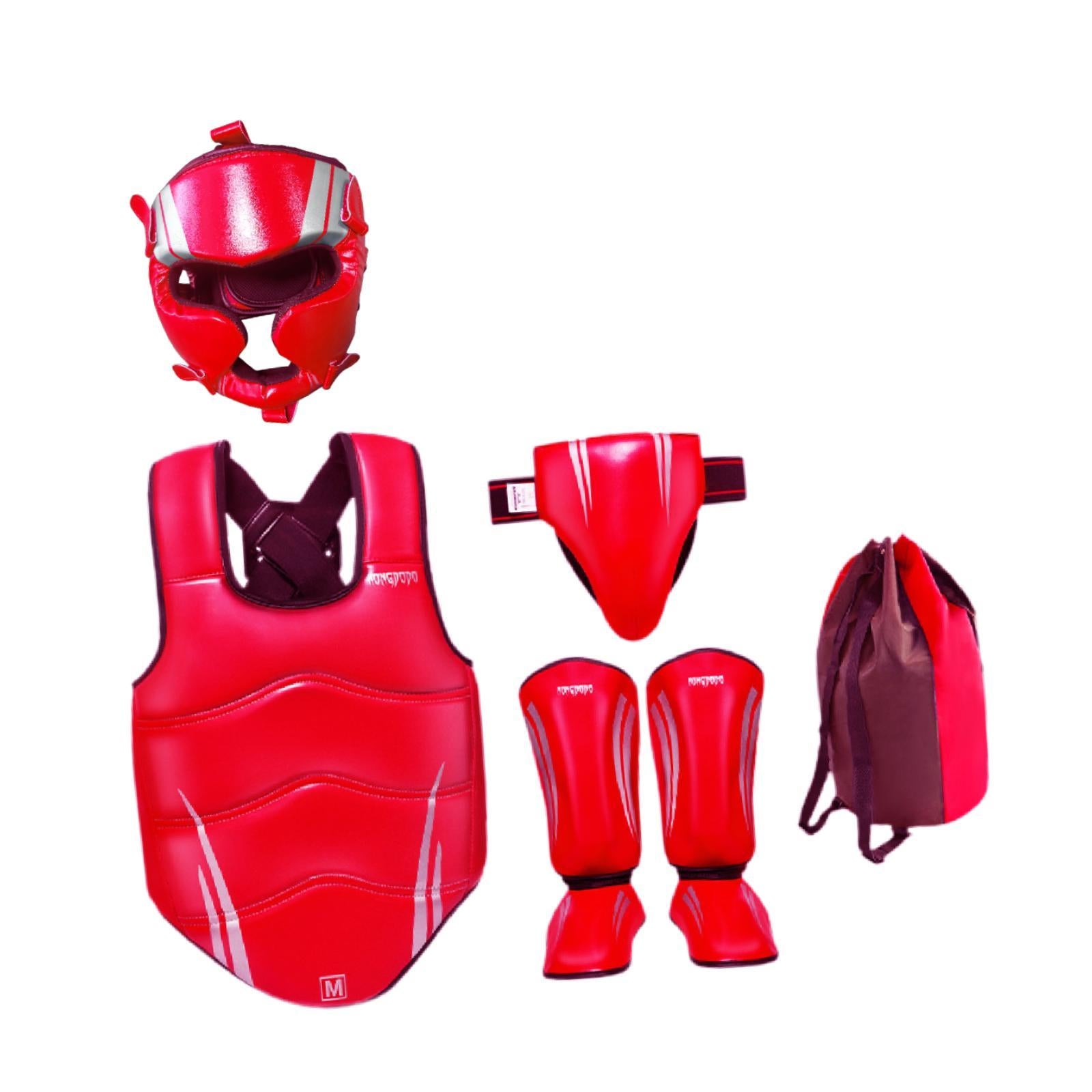 Taekwondo Sparring Gear Set Padded Karate Trainer for Sanda Workout Home Gym Red M