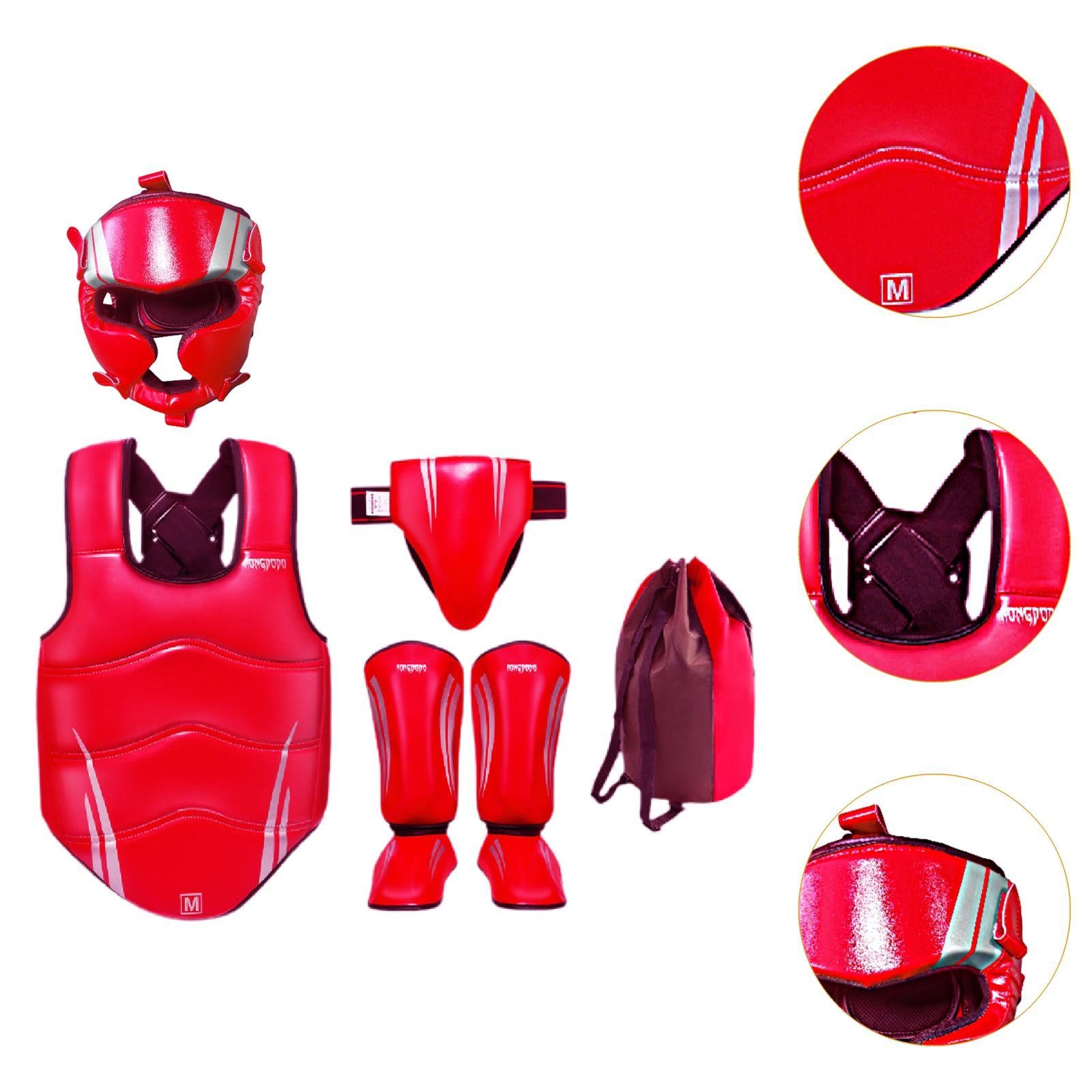 Taekwondo Sparring Gear Set Padded Karate Trainer for Sanda Workout Home Gym Red M
