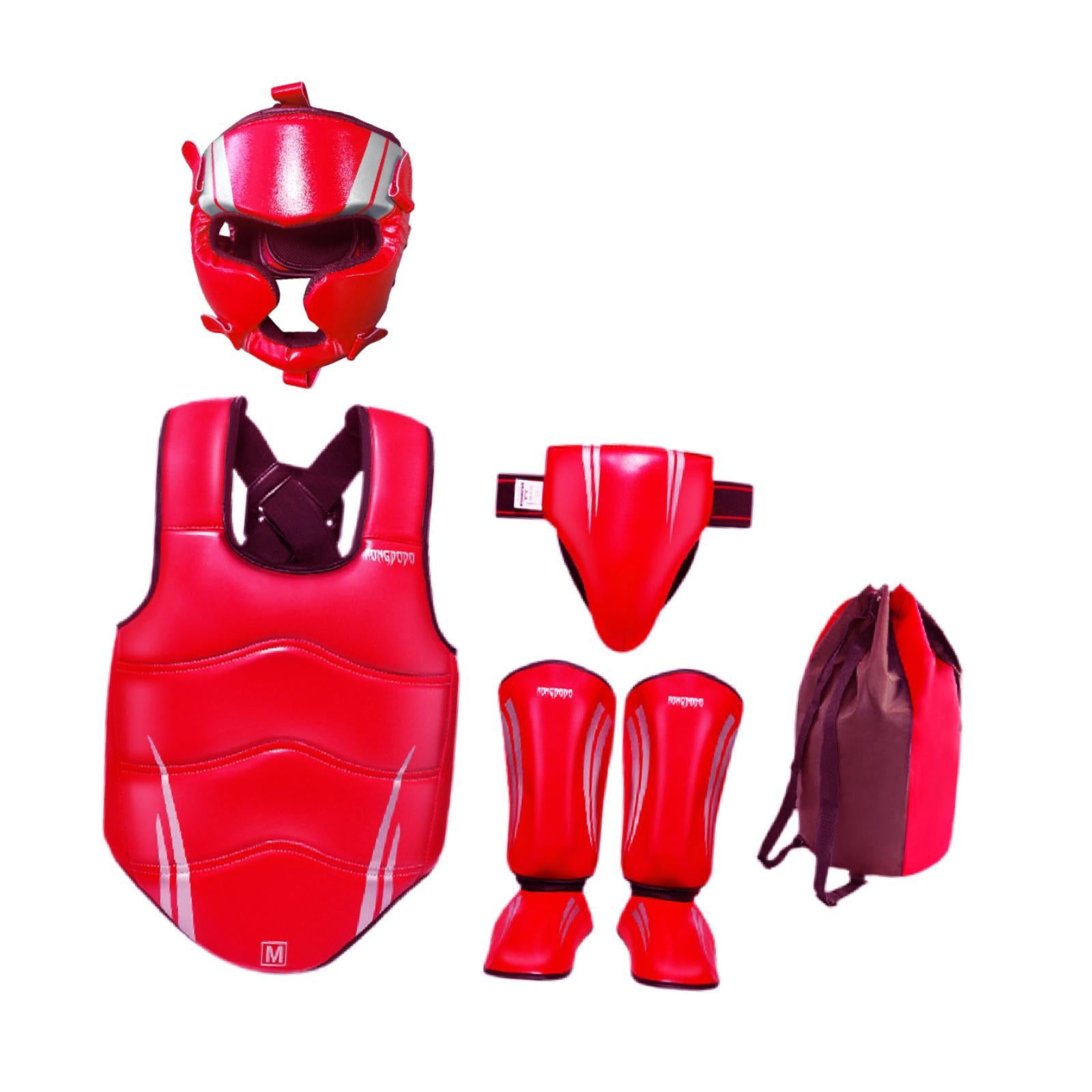Taekwondo Sparring Gear Set Padded Karate Trainer for Sanda Workout Home Gym Red Size L