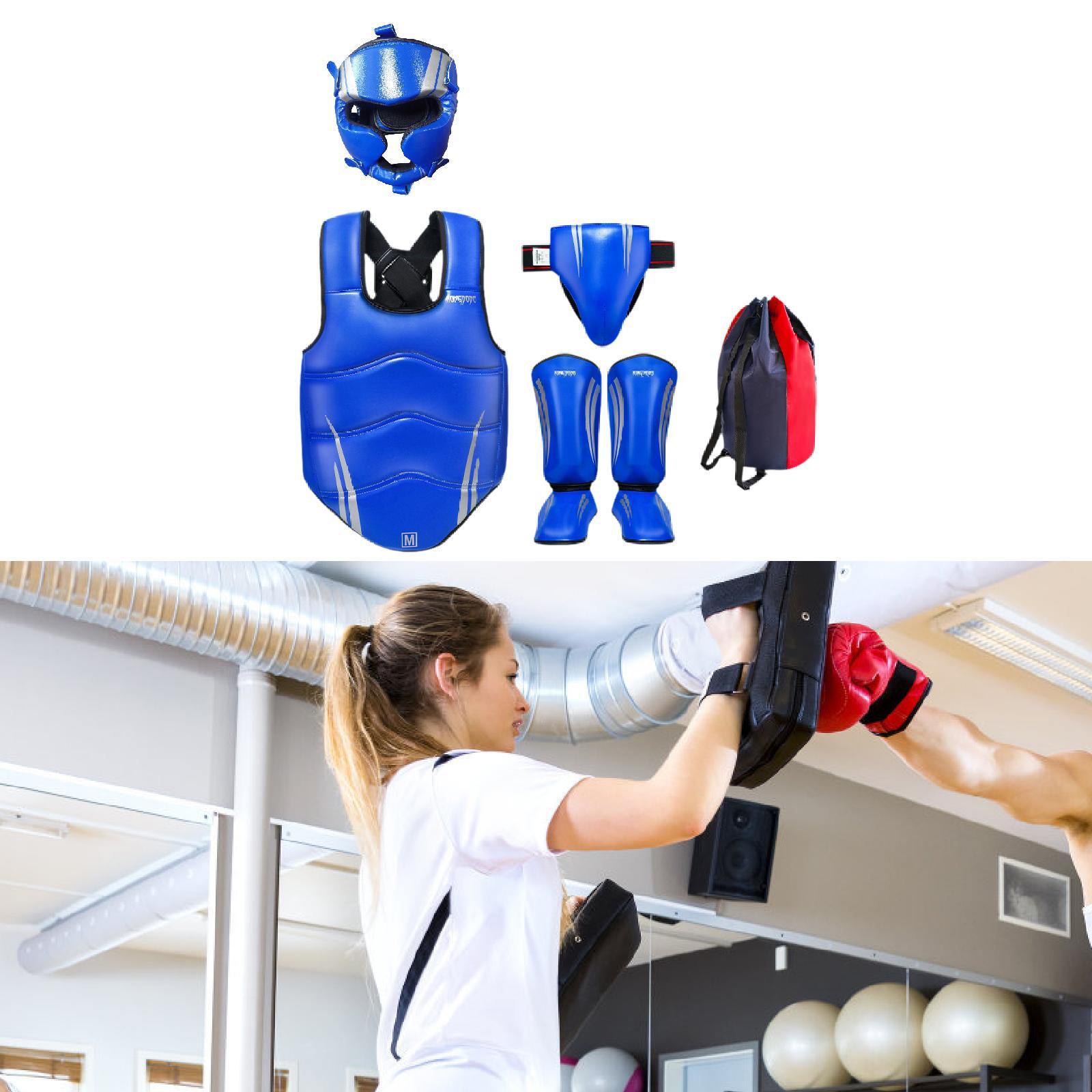 Taekwondo Sparring Gear Set Padded Karate Trainer for Sanda Workout Home Gym Blue Size M