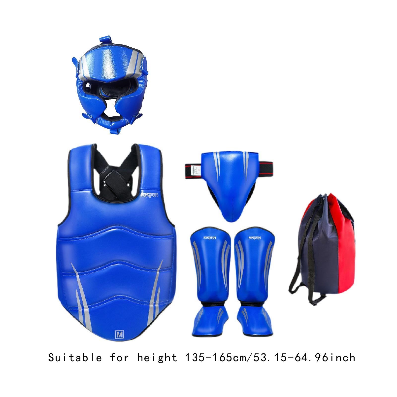Taekwondo Sparring Gear Set Padded Karate Trainer for Sanda Workout Home Gym Blue Size M