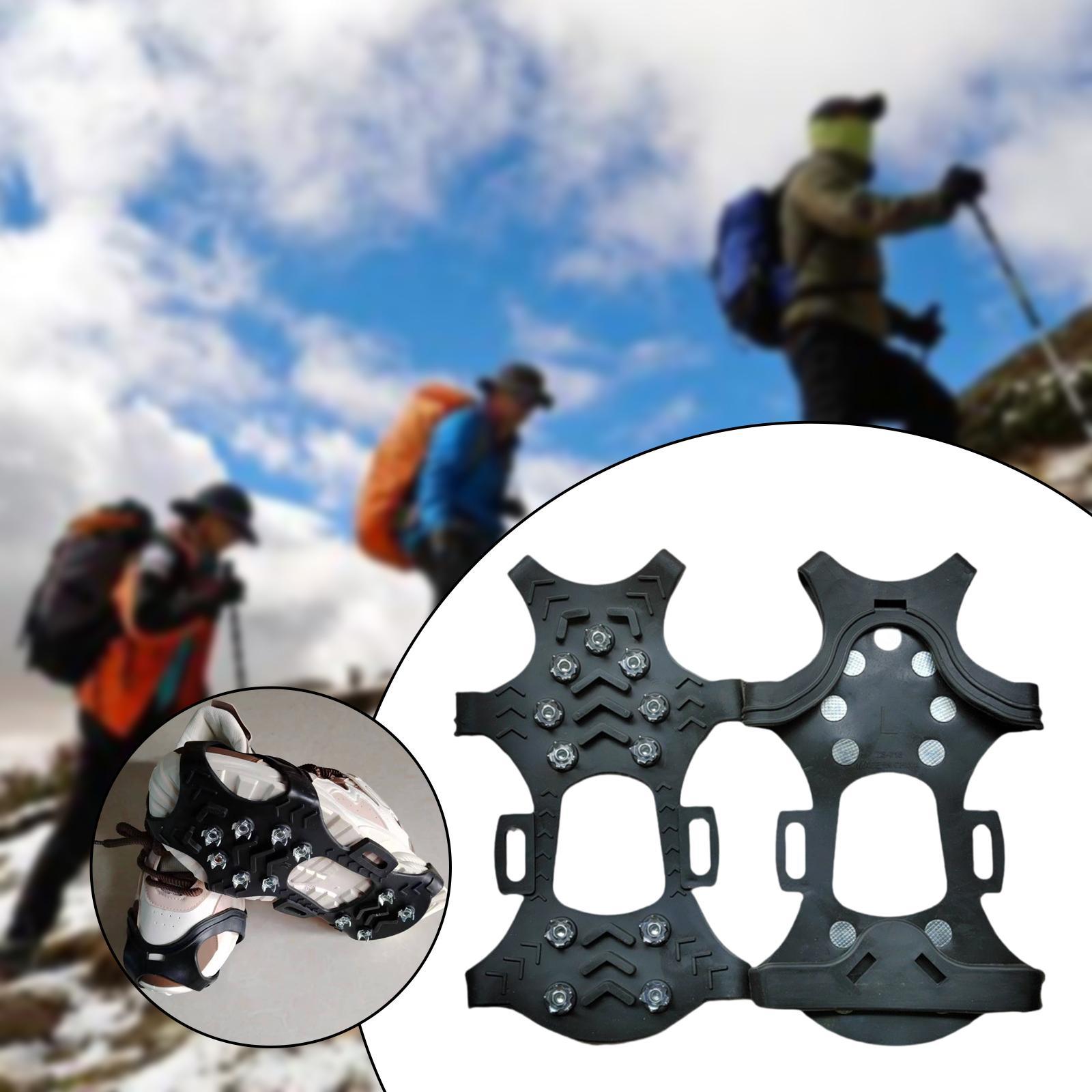 2x Upgraded Crampons Anti Slip Ice Grips for Mountaineering Walking Climbing L