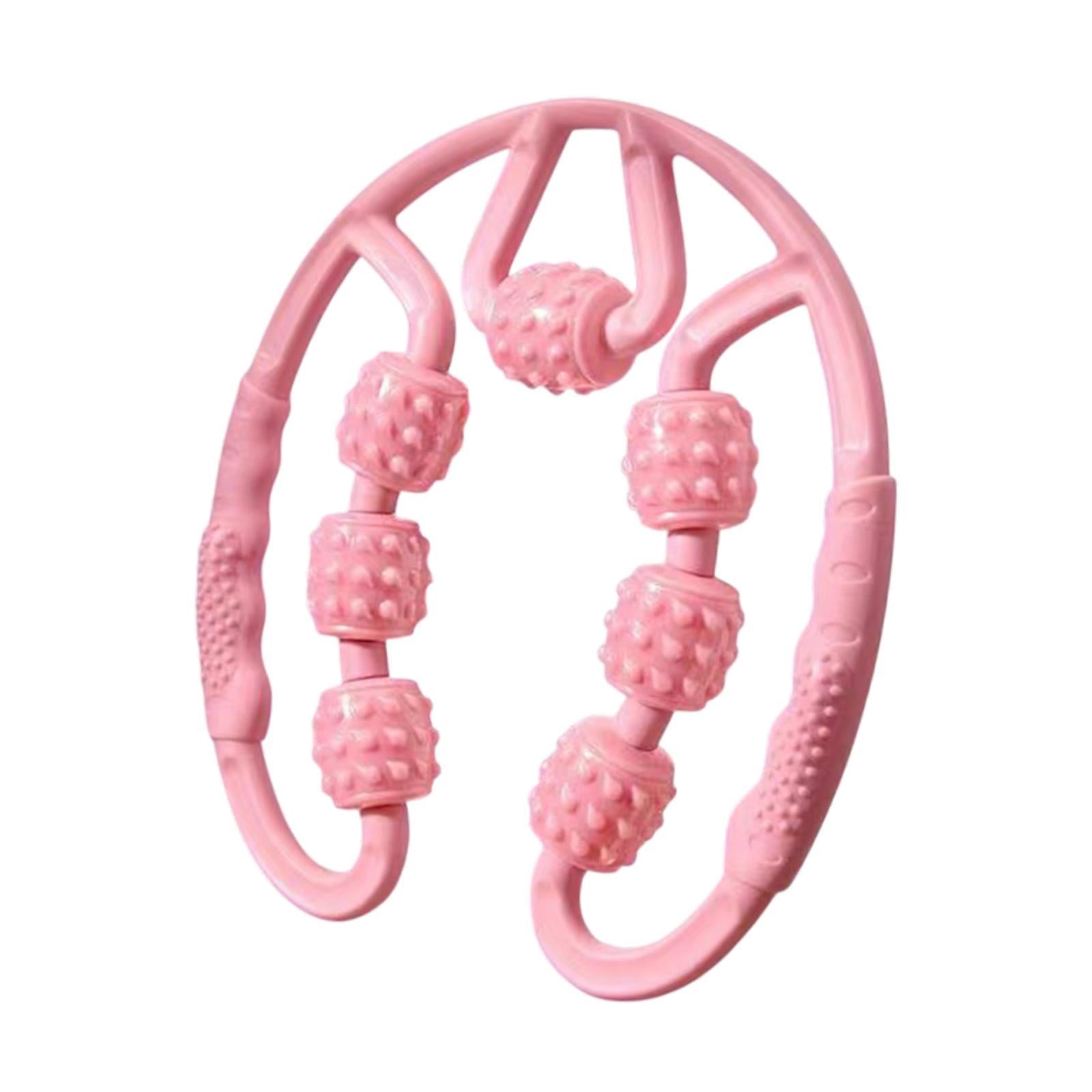 Muscle Roller for Legs 7 Wheels Full Body Massage Tool for Golfer Elbow Yoga Pink