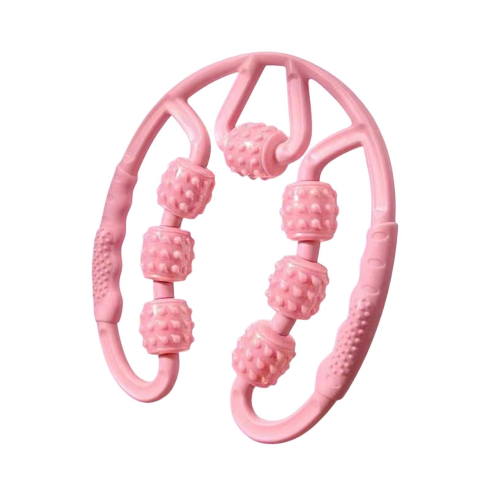 Muscle Roller for Legs 7 Wheels Full Body Massage Tool for Golfer Elbow Yoga Pink
