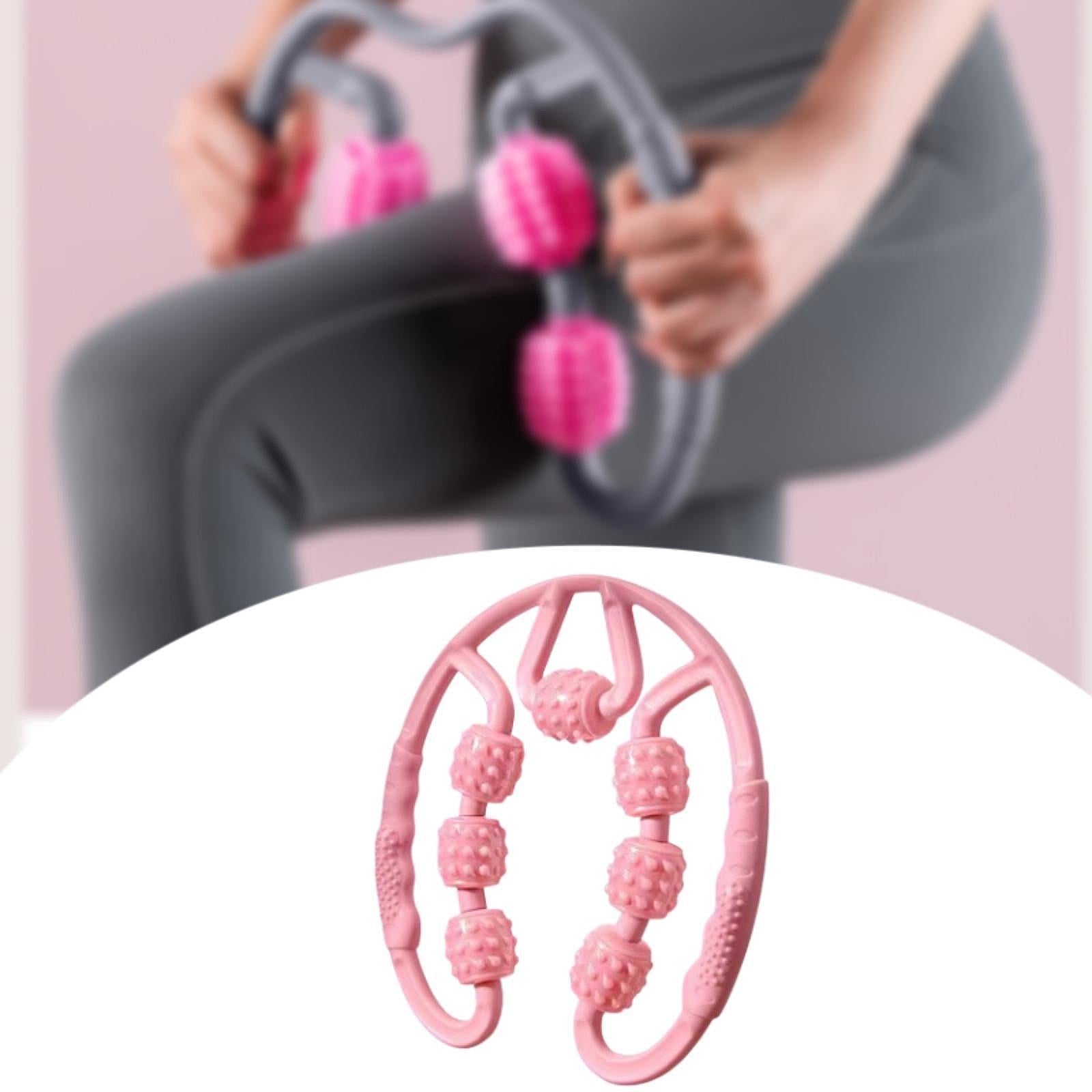 Muscle Roller for Legs 7 Wheels Full Body Massage Tool for Golfer Elbow Yoga Pink